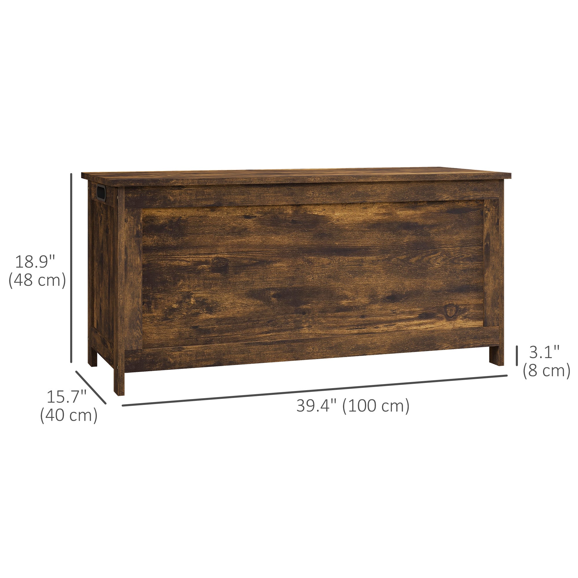 Storage Trunk with 2 Safety Hinges, Modern Entryway Bench with Side Handles, Storage Chest for Living Room, Rustic Brown Storage Ottomans & Benches at Gallery Canada