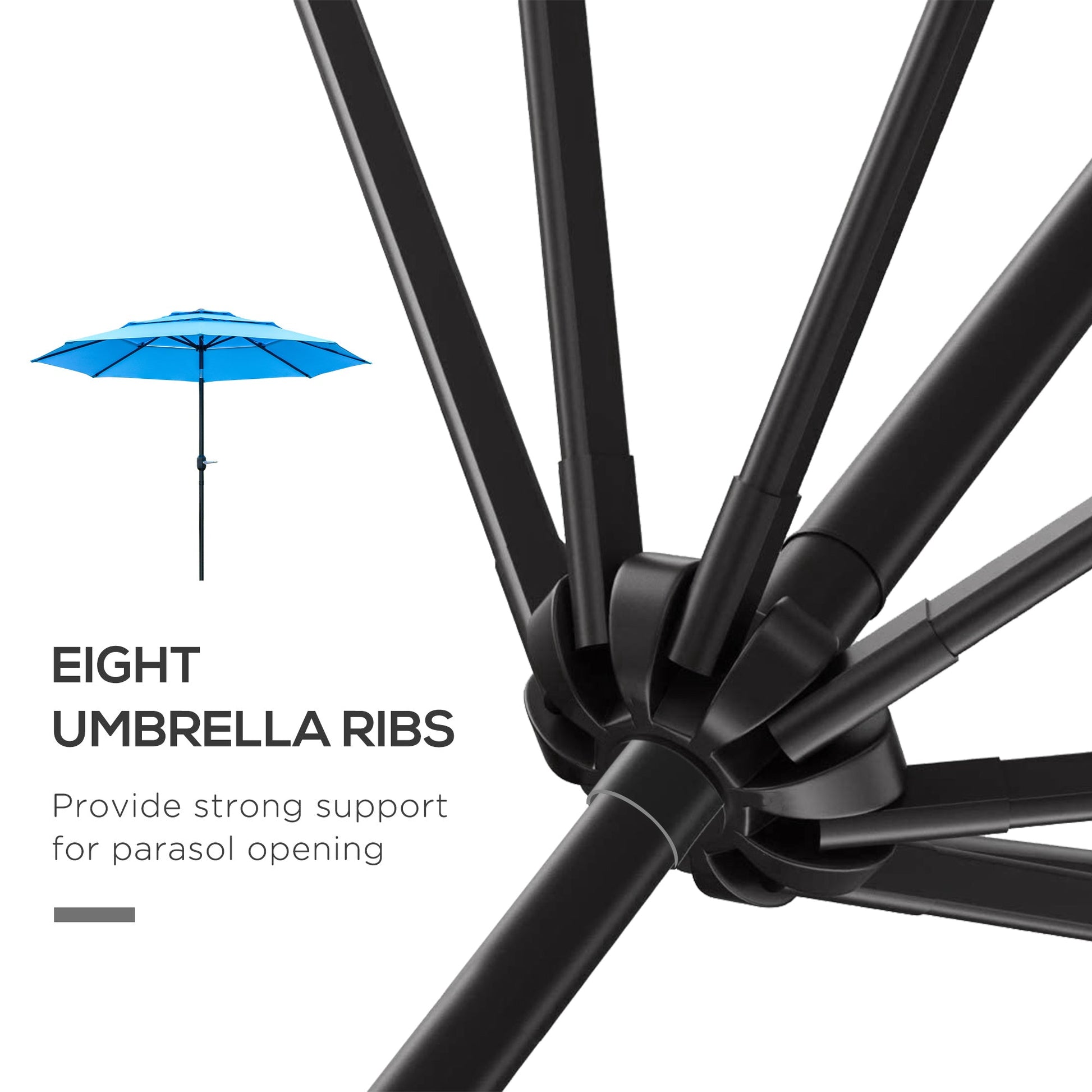 9FT 3 Tiers Patio Umbrella Outdoor Market Umbrella with Crank, Push Button Tilt for Deck, Backyard and Lawn, Sky Blue Sun Umbrellas   at Gallery Canada