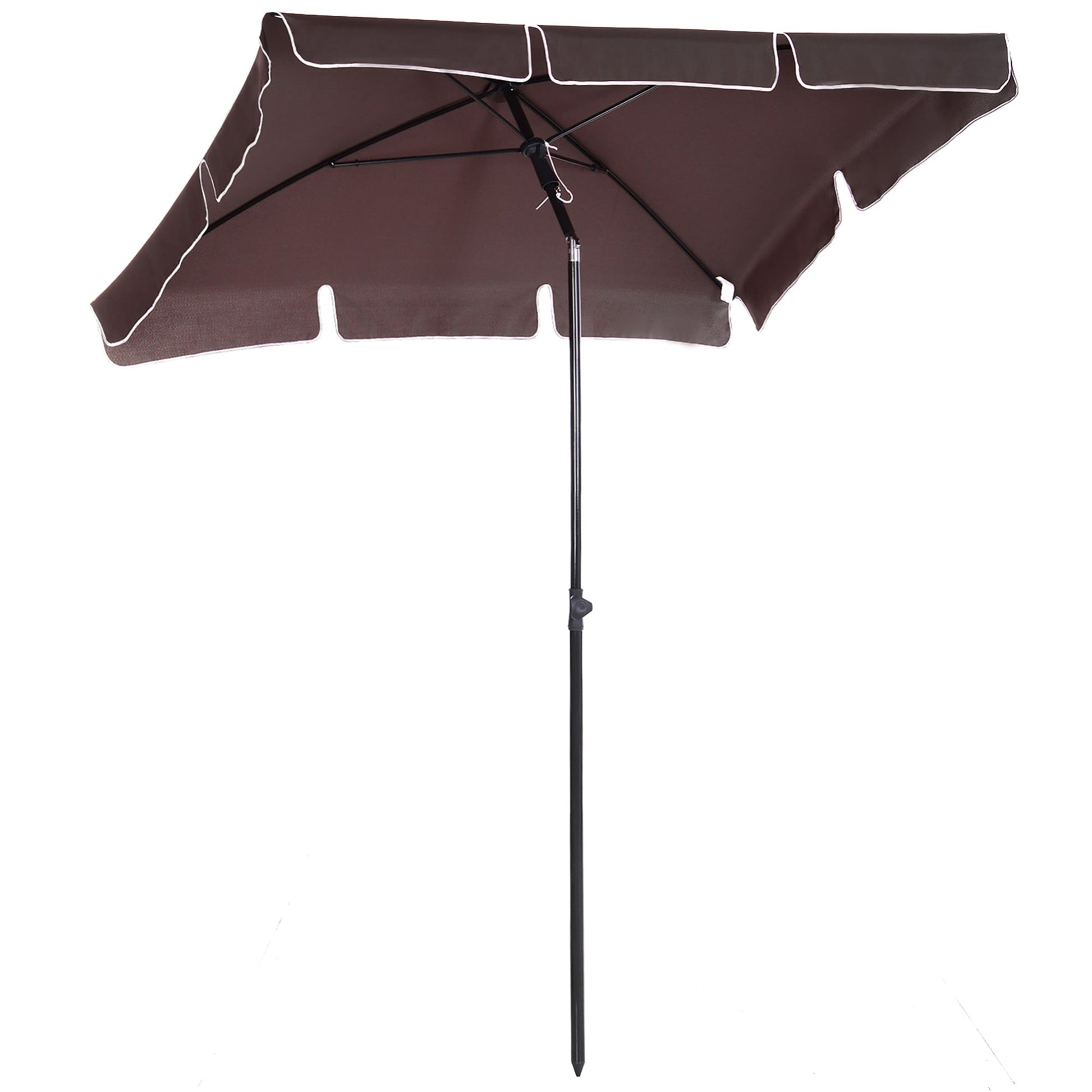 6.5x4ft Rectangle Patio Umbrella Aluminum Tilt Adjustable Garden Parasol Sun Shade Outdoor Canopy Coffee Sun Umbrellas Coffee and Black  at Gallery Canada