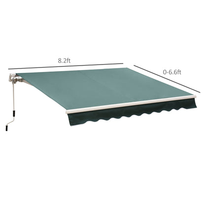 Retractable 8' x 7' Patio Awning, UV & Water-Resistant, Aluminum Frame, Dark Green Deck Awnings Green Fabric with White Tip  at Gallery Canada