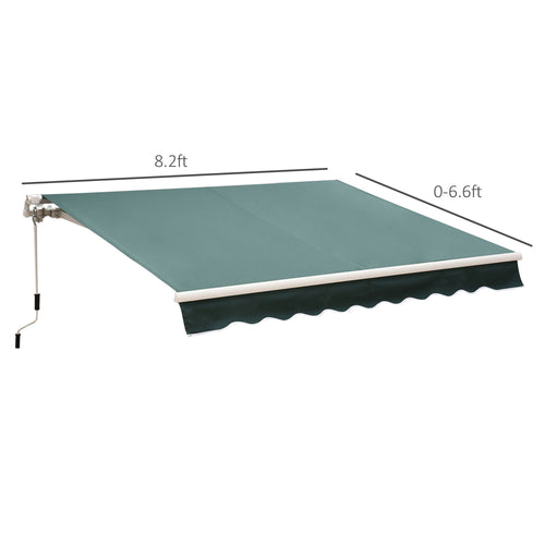 Retractable 8' x 7' Patio Awning, UV & Water-Resistant, Aluminum Frame, Dark Green