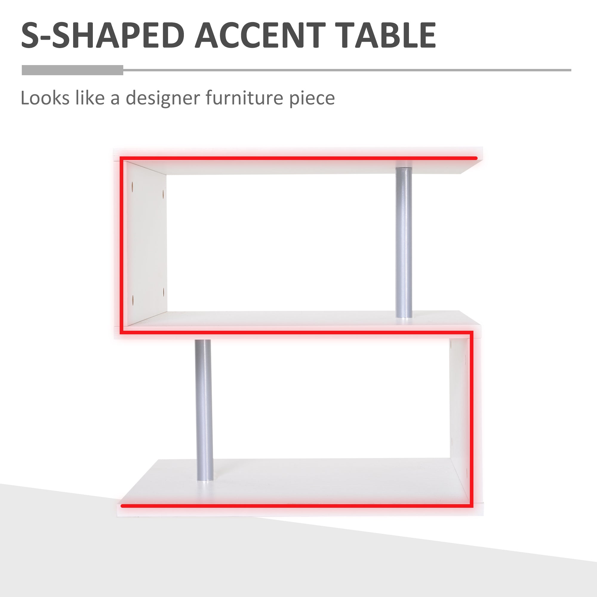 Wooden S Shape End Table 3 Tier Storage Shelves Organizer Living Room Side Table Desk White Side Tables   at Gallery Canada