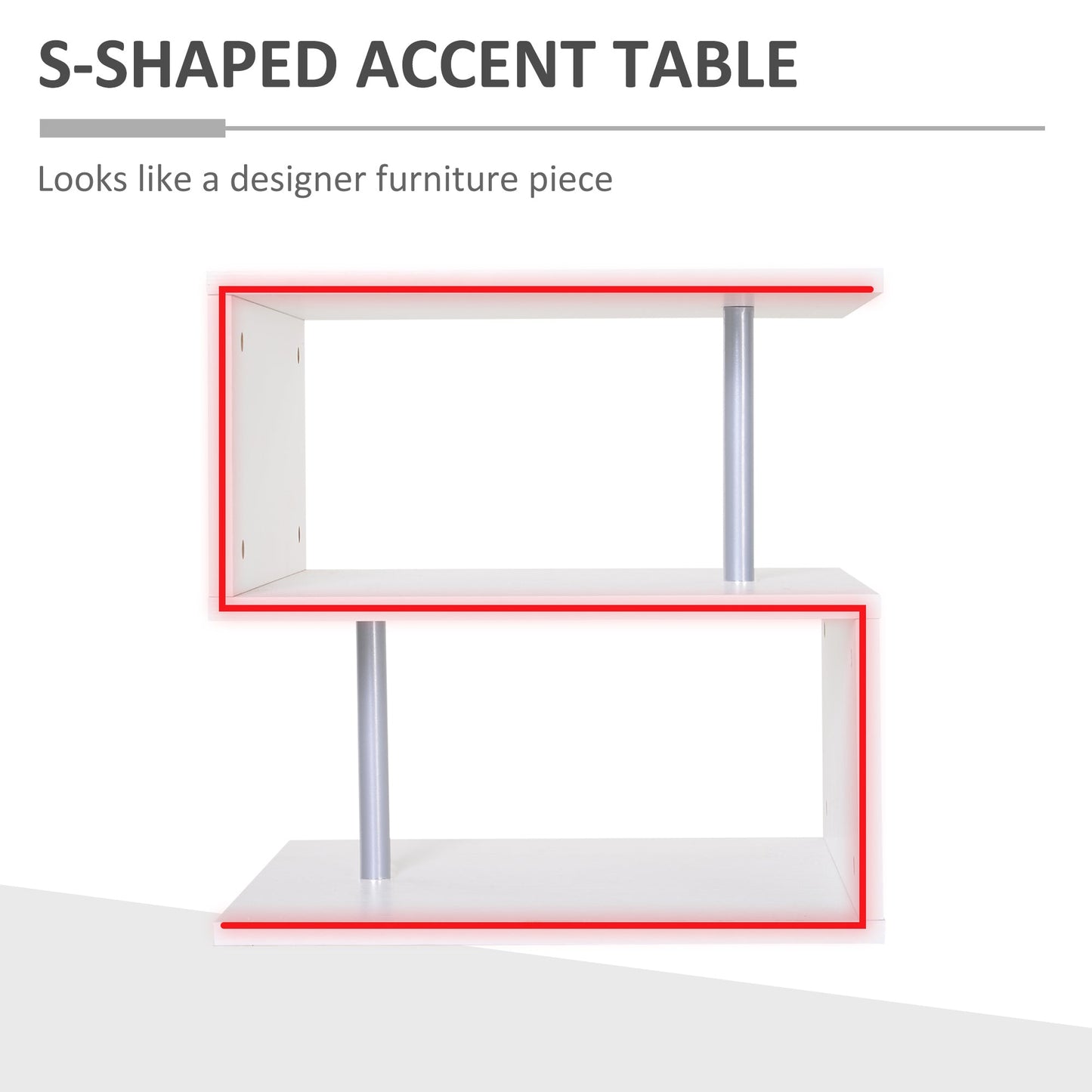 Wooden S Shape End Table 3 Tier Storage Shelves Organizer Living Room Side Table Desk White Side Tables   at Gallery Canada