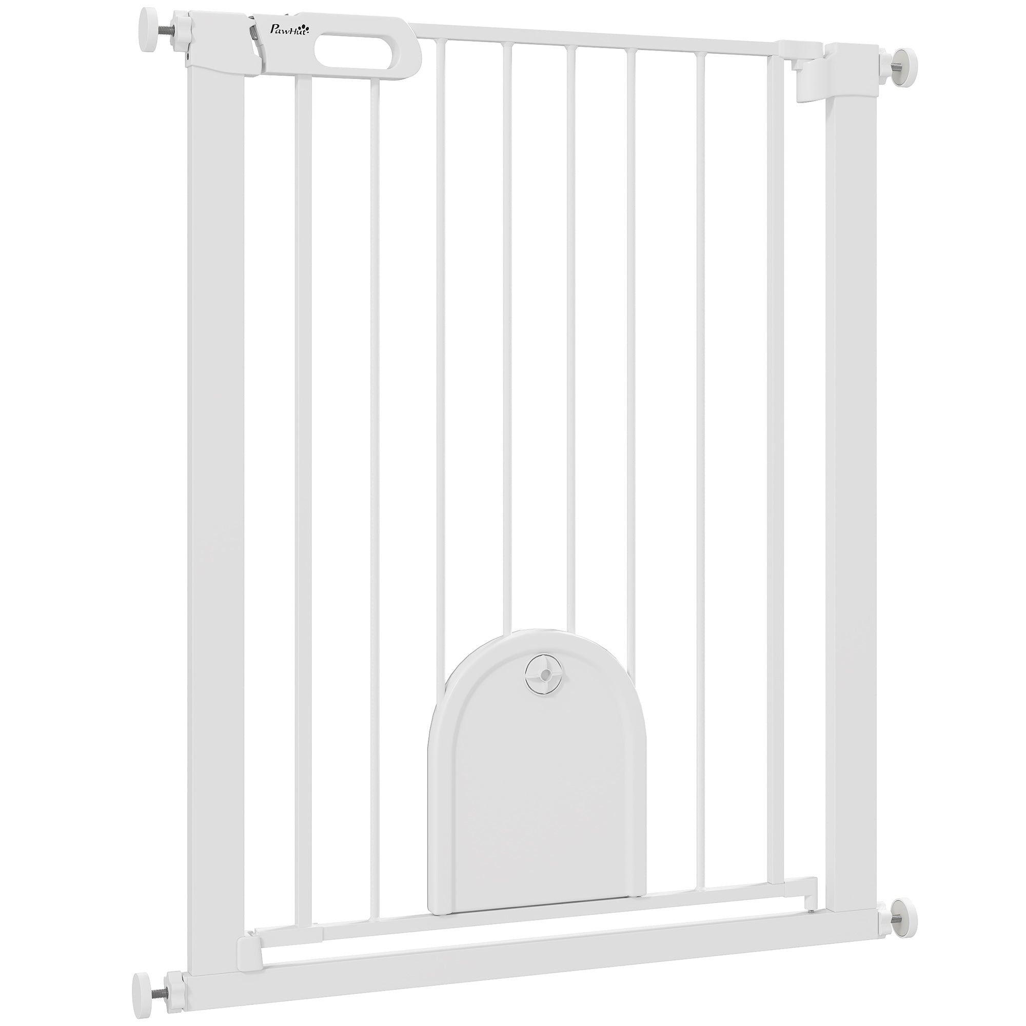 30"-32" Extra Wide Pet Gate Barrier with Small Door, 35"H Dog Gate with Safety Gate Barrier, Stair Pressure Fit, White Houses, Kennels & Pens White at Gallery Canada