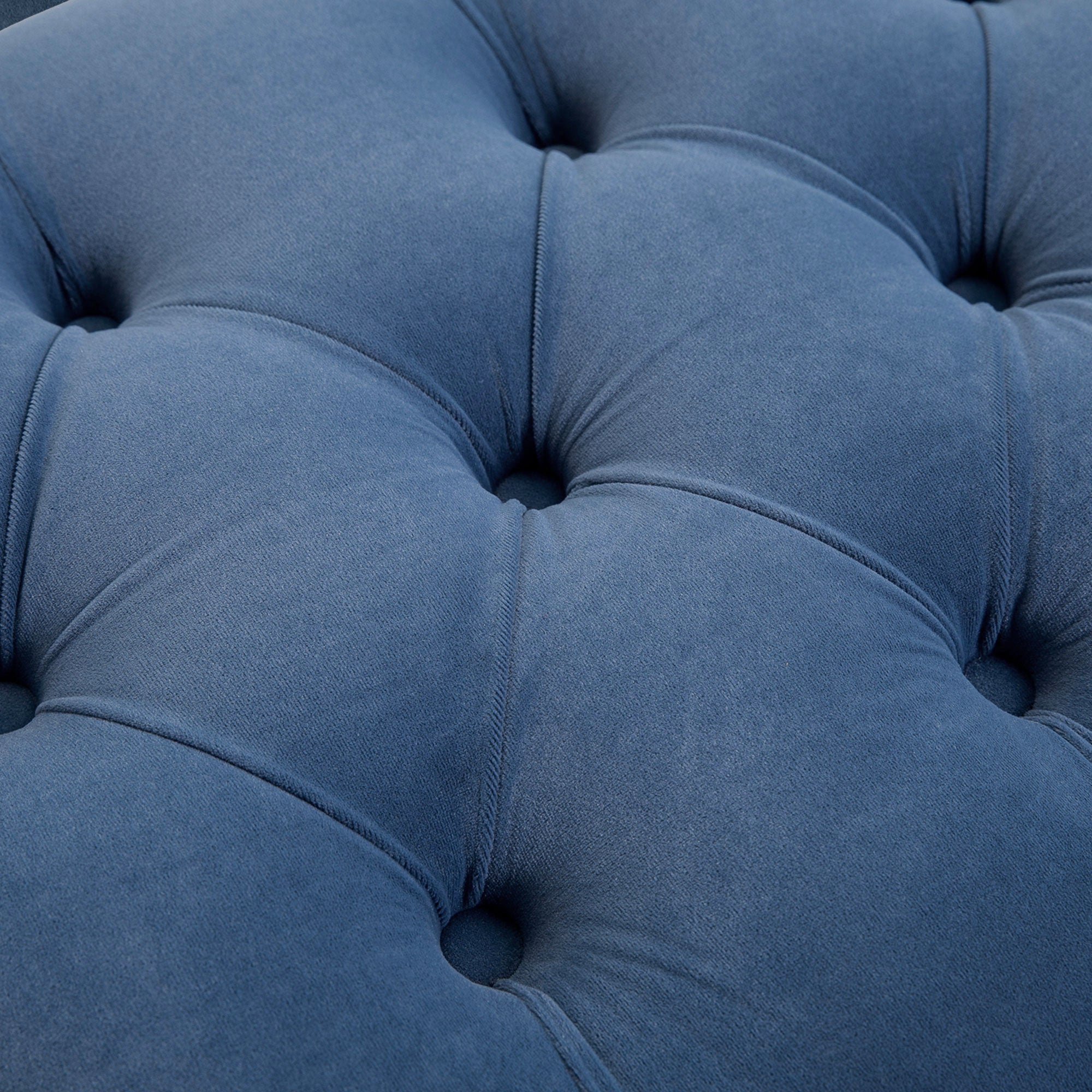 End of Bed Bench, Upholstered Bench, Entryway Shoe Bench with Button Tufted for Living Room, Bedroom, Blue Storage Ottomans & Benches at Gallery Canada