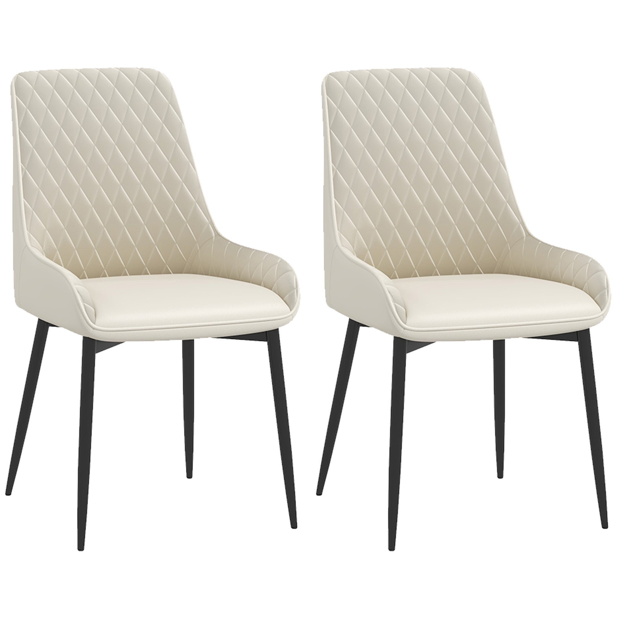 Modern Dining Chairs Set of 2, PU Leather Kitchen Chairs with Metal Legs for Dining Room, Living Room, Cream White Dining Chairs   at Gallery Canada