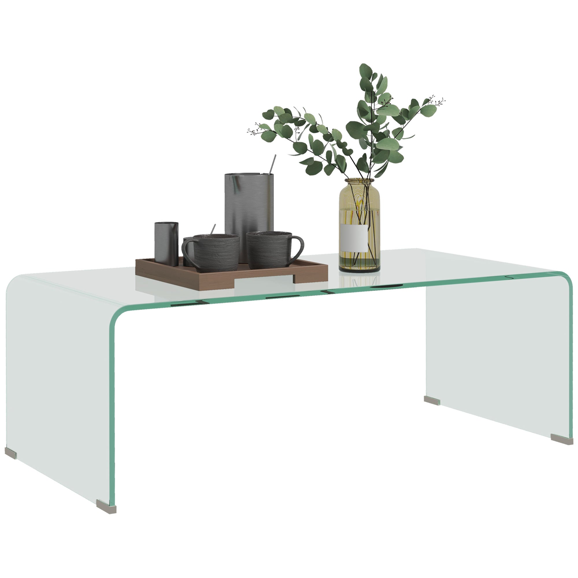 Glass Coffee Table, Clear Coffee Tables for Living Room, Modern Rectangle Center Table with Safe Rounded Edges Coffee Tables   at Gallery Canada