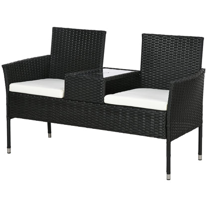 Patio Furniture w/ Mid-Table PE Rattan Loveseat w/ Cushion, White Patio Chairs   at Gallery Canada