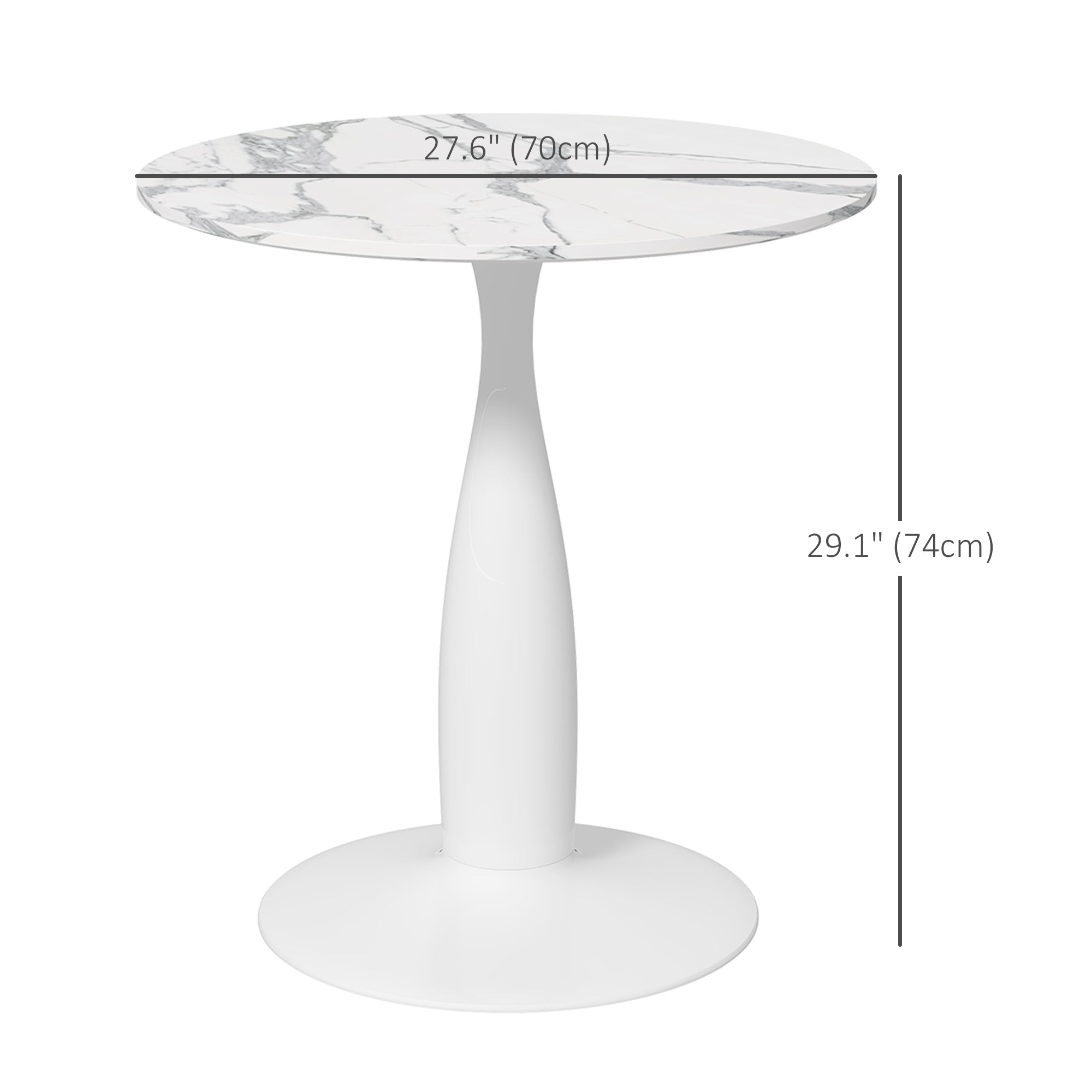 Round Dining Table, Modern Dining Room Table with Faux Marbled Top, Steel Base, Space Saving Small Kitchen Table, White Bar Tables & Dining Tables   at Gallery Canada