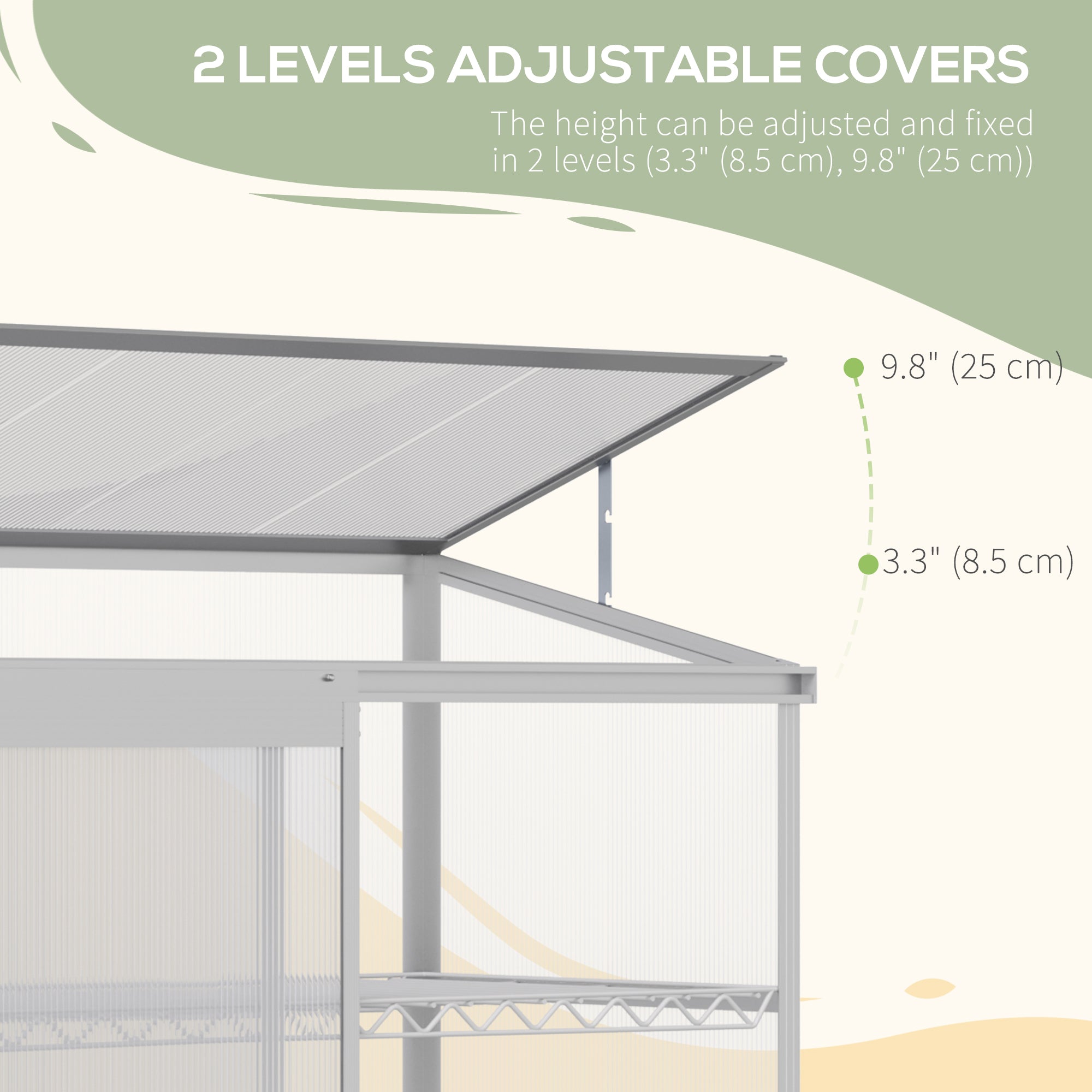 Aluminum Cold Frame Greenhouse, Raised Planter Bed Protection with Openable Top and 2 Shelves for Outdoor Indoor Greenhouses at Gallery Canada