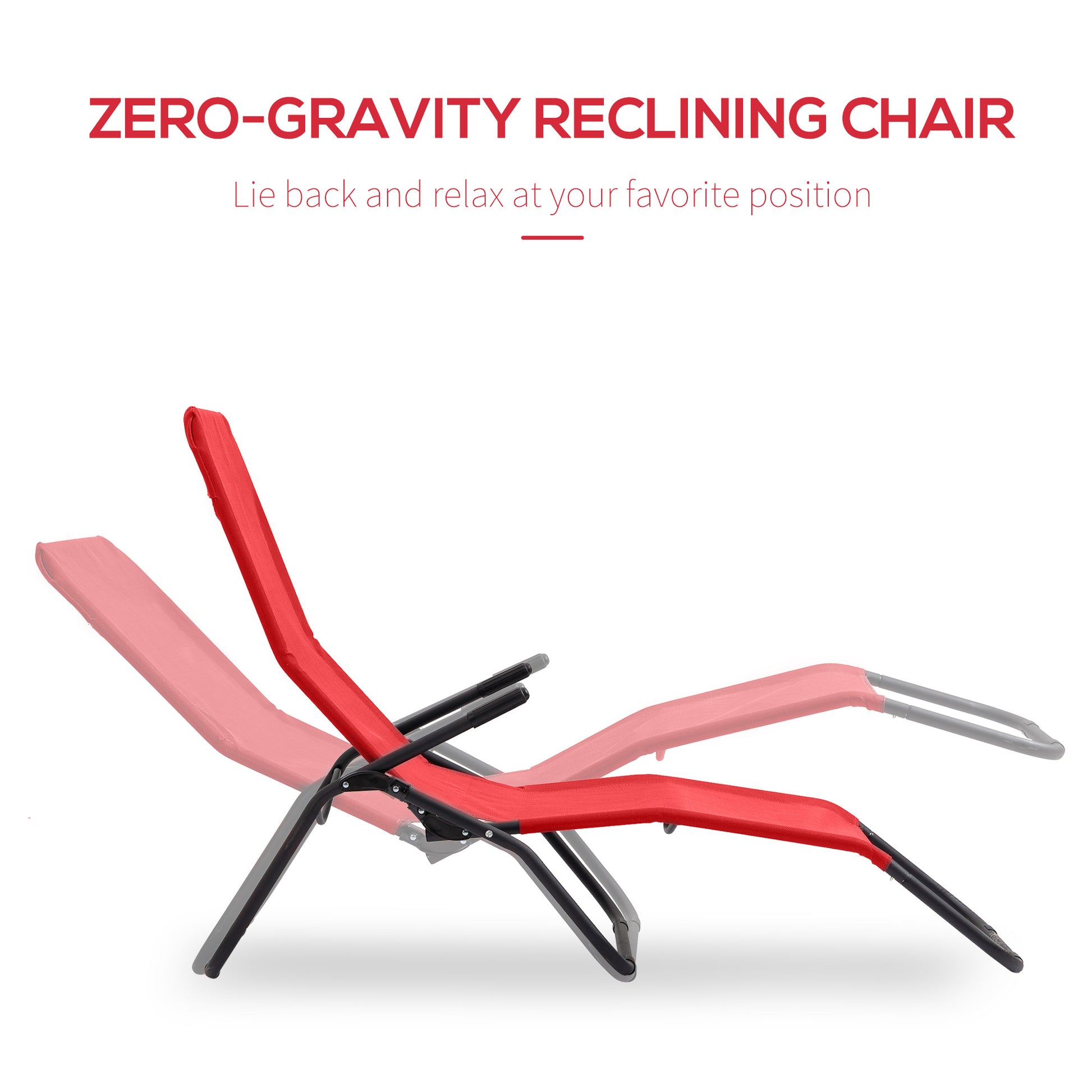 Zero Gravity Reclining Patio Lounge Chair with Footrests and Armrests, Red Lounger Chairs   at Gallery Canada