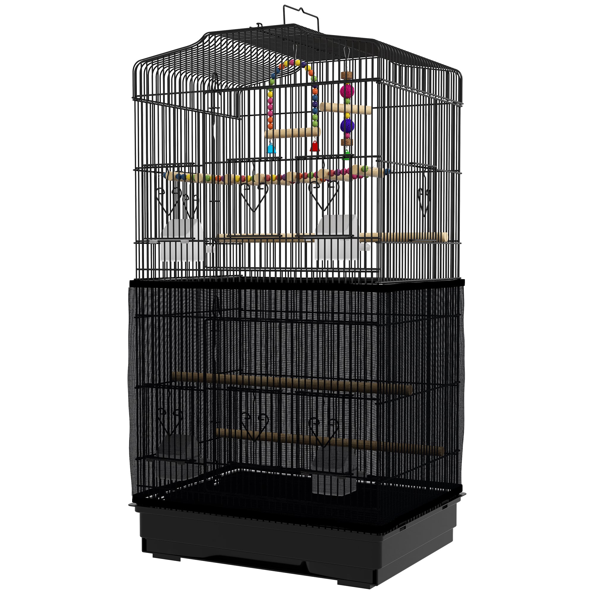 36" Bird Cage with Accessories, Handle, Mesh Cover, Tray, Black - Gallery Canada