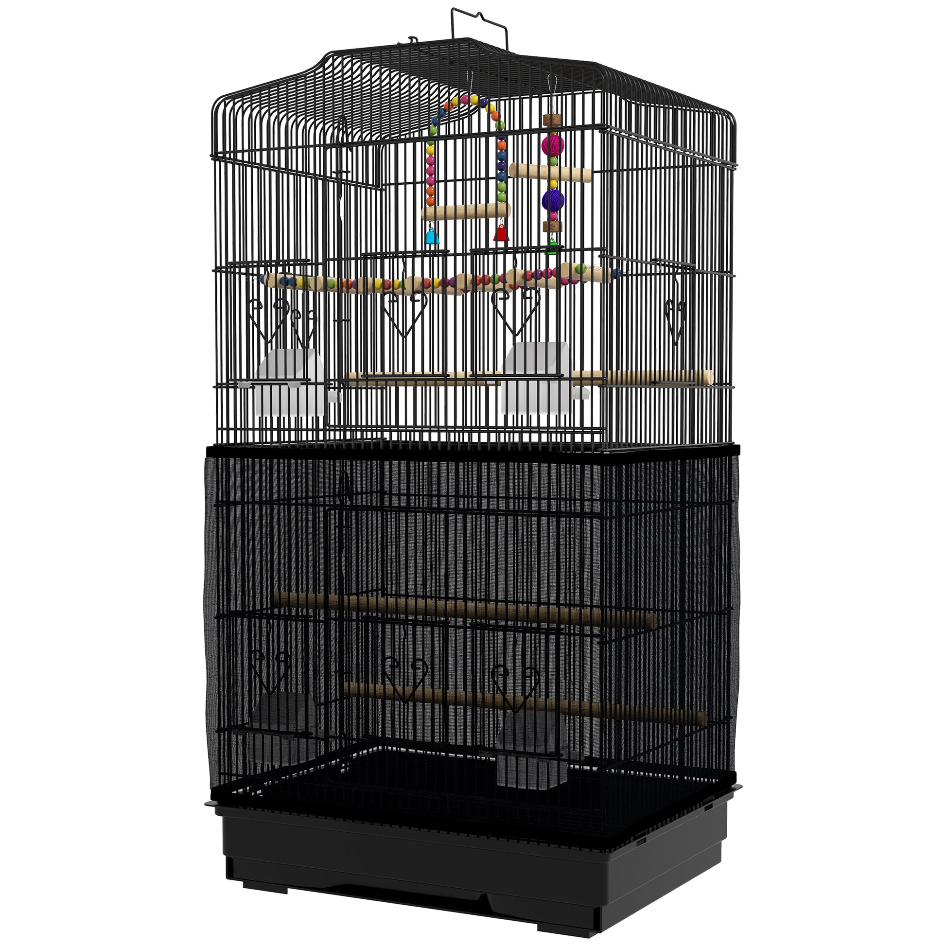 36" Bird Cage with Accessories, Handle, Mesh Cover, Tray, Black Bird Cages   at Gallery Canada