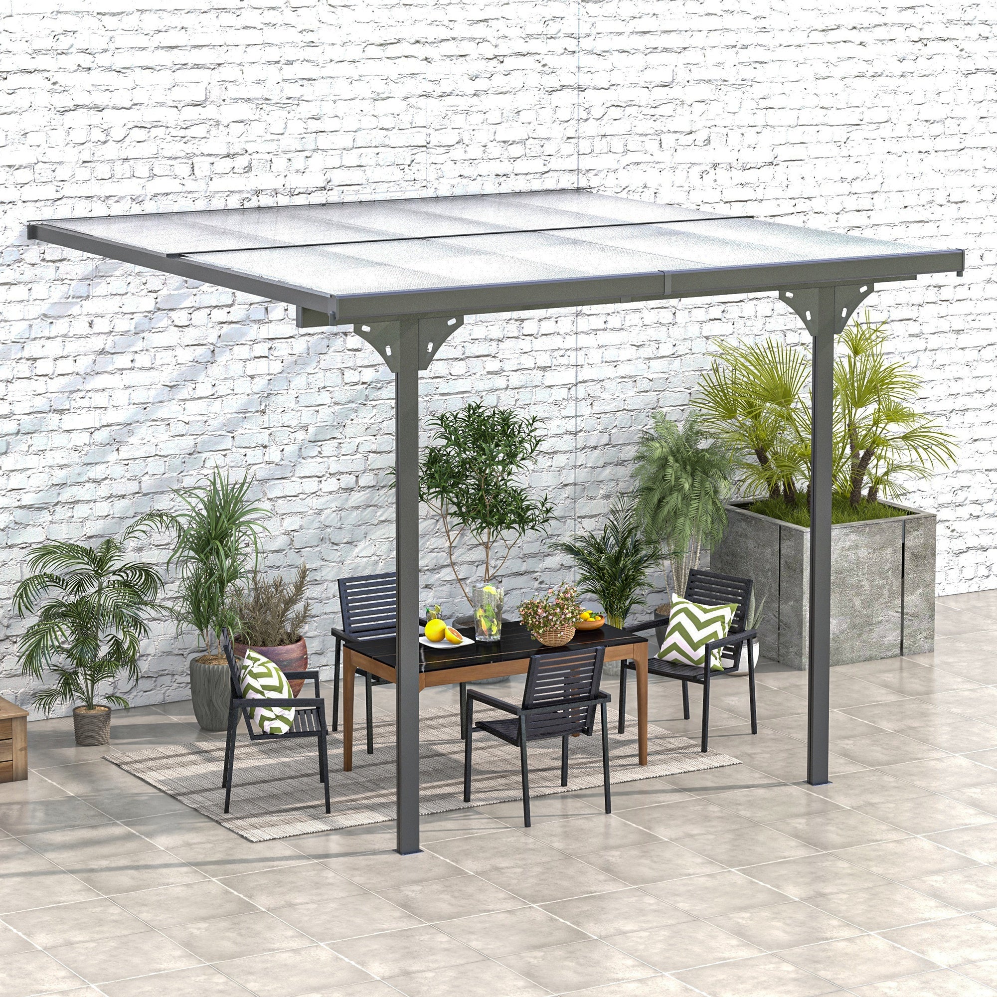 10' x 10' Outdoor Hardtop Pergola Gazebo with Polycarbonate Roof Adjustable Height, Aluminum Frame, UV Protection, Grey Pergolas at Gallery Canada