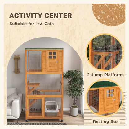 Large Catio Outdoor Wooden Cat House for 1-3 Kittens, Orange Outdoor Cat Enclosures   at Gallery Canada