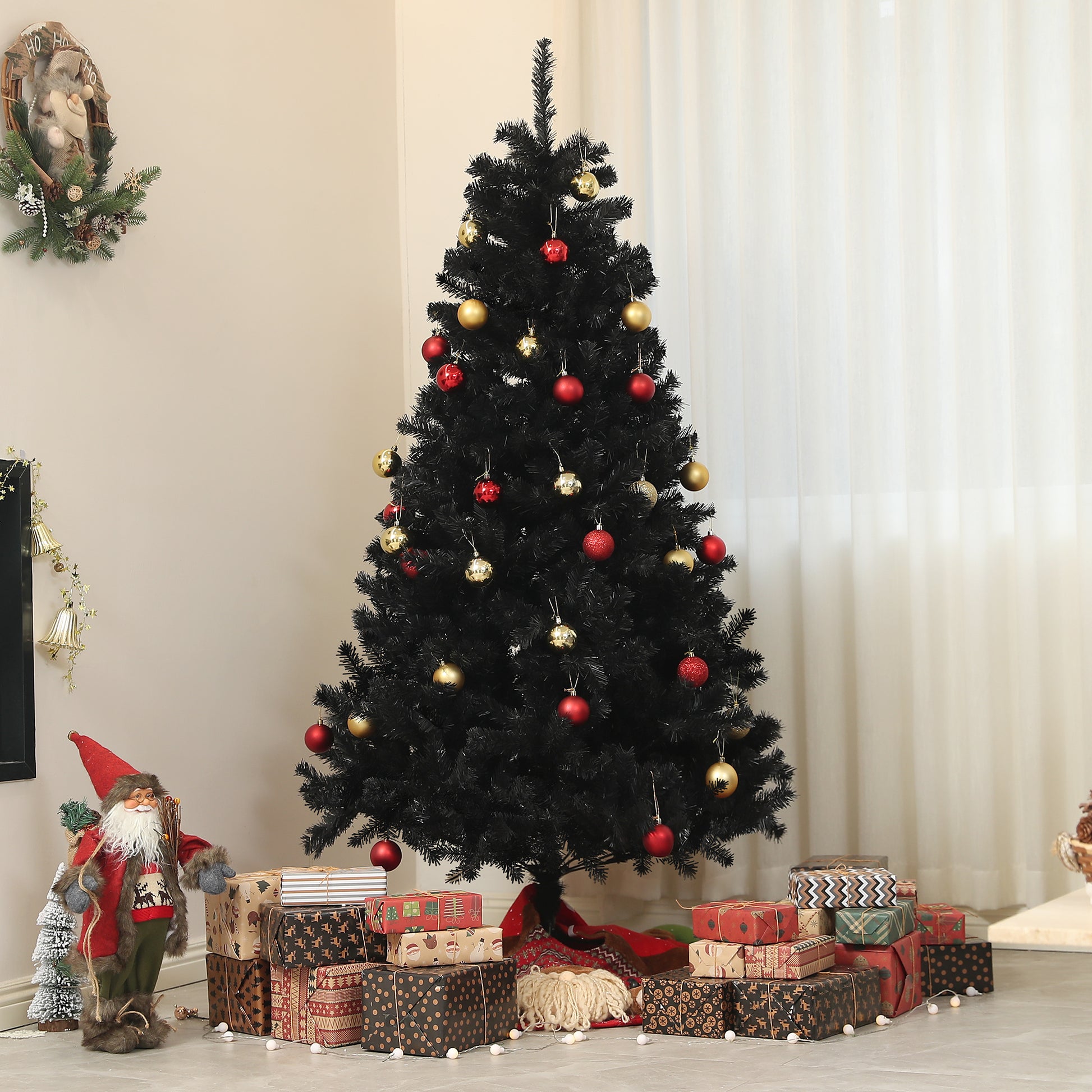 6ft Artificial Christmas Trees with Auto Open and Steel Base, Black Artificial Christmas Trees   at Gallery Canada