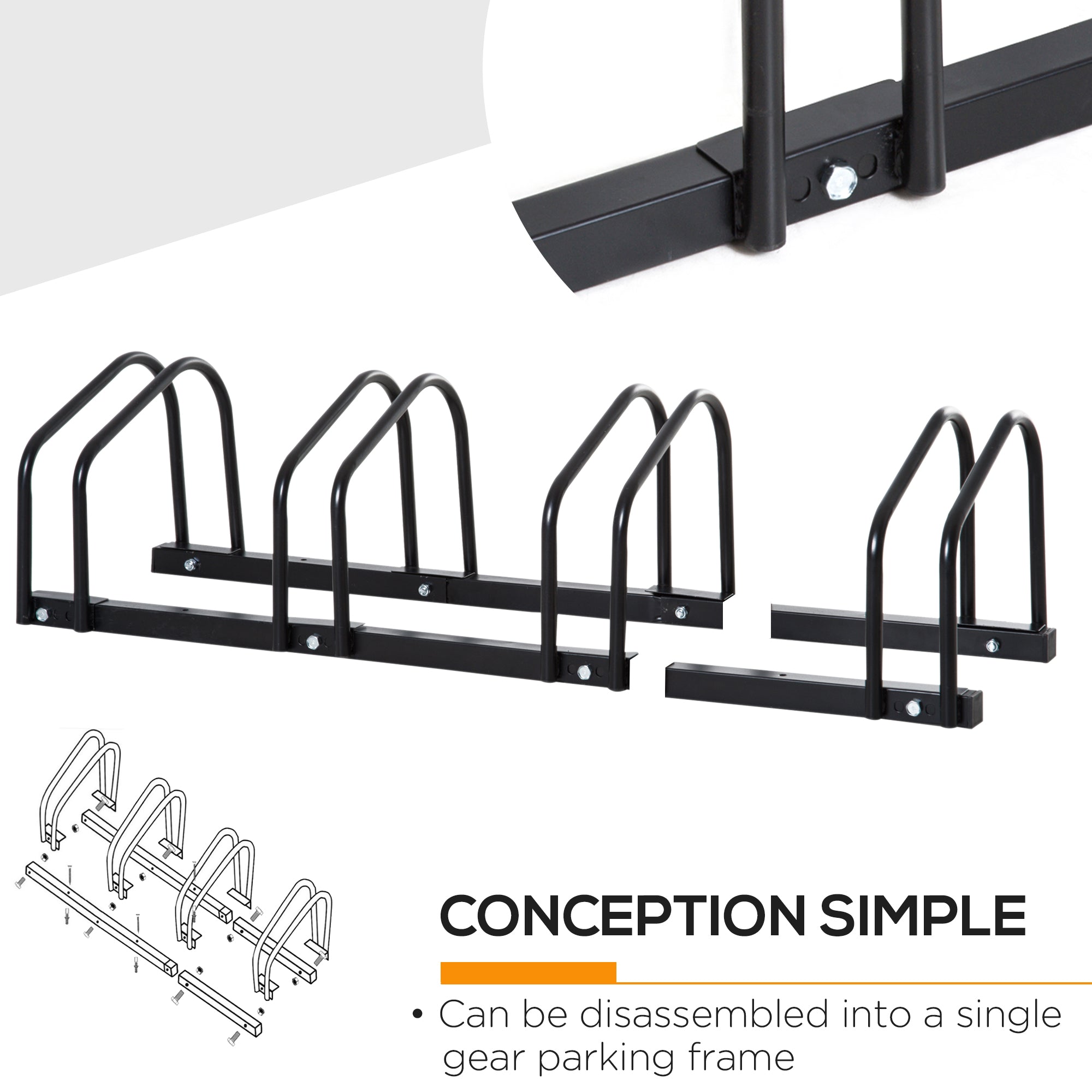 4-Bike Bicycle Floor Parking Rack Cycling Storage Stand Ground Mount Garage Organizer for Indoor and Outdoor Use Bike Parking Stands   at Gallery Canada