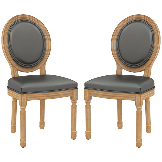 Dining Chairs Set of 2, French Vintage Style Kitchen Chairs with PU Leather Upholstery and Wooden Legs for Dining Room - Gallery Canada