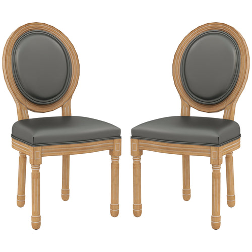 Dining Chairs Set of 2, French Vintage Style Kitchen Chairs with PU Leather Upholstery and Wooden Legs for Dining Room