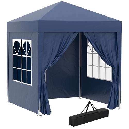 6.6'x6.6' Pop Up Canopy Tent with Sidewalls, Instant Sun Shelter Camping Gazebo with Carry Bag, Blue