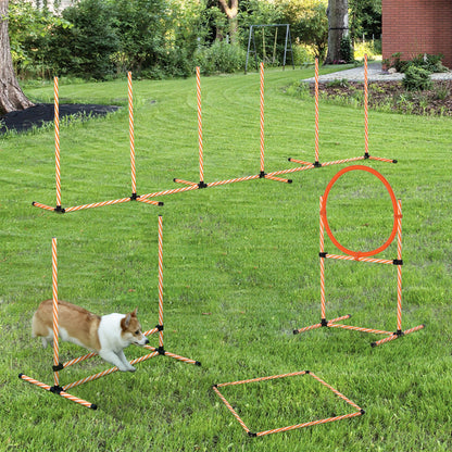 Portable 4PC Dog Agility Training Set with Adjustable Hurdles and Jump Ring, Orange Dog Agility Training Equipment   at Gallery Canada