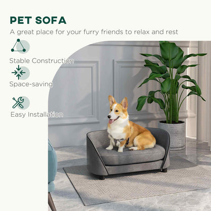 Pet Sofa Dog Couch for Small to Medium Sized Dogs with Soft Cushion, Removable Washable Cover, Velvet Touch, Grey Dog Sofas   at Gallery Canada