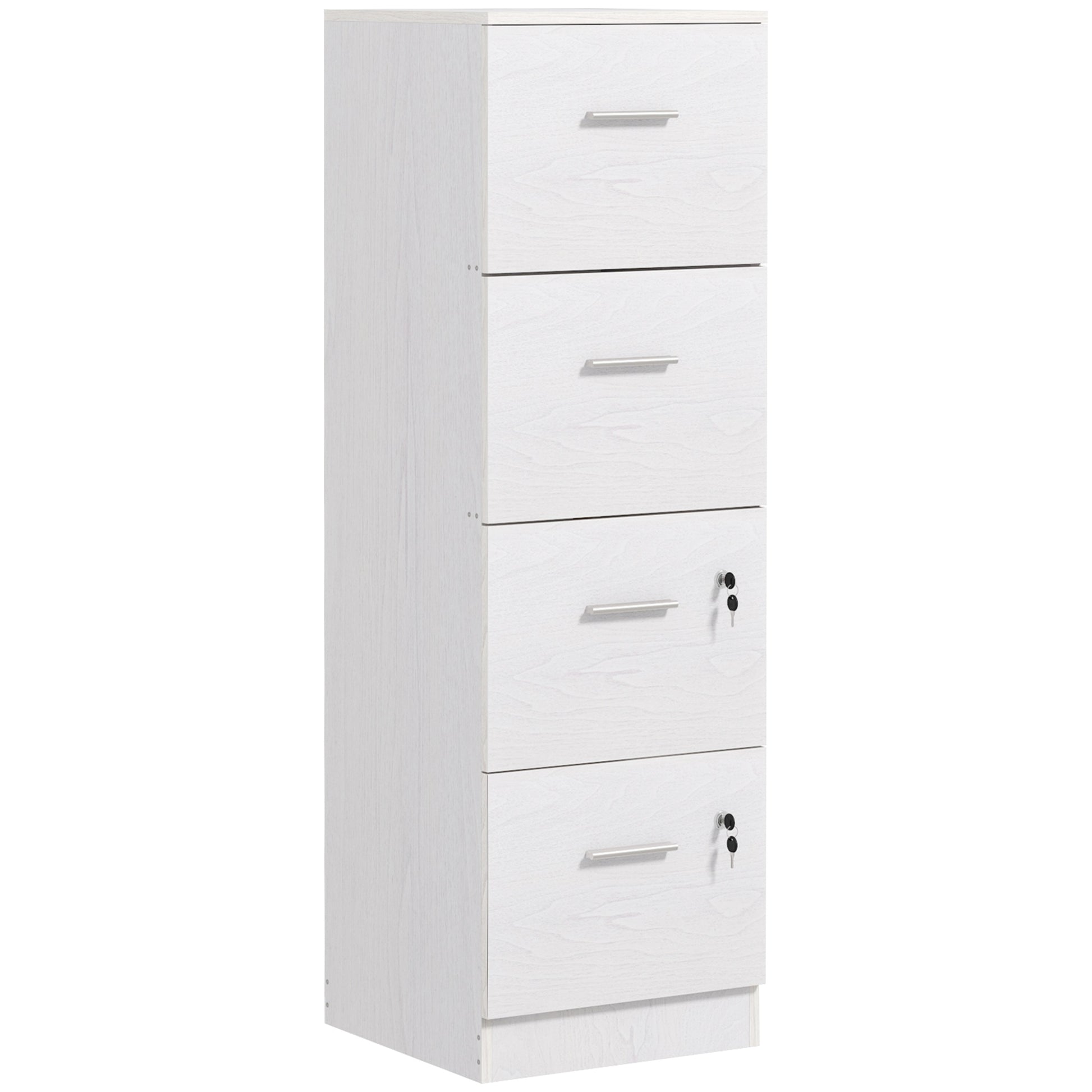 Vertical Filing Cabinet with Lock, 4 Drawer File Cabinet with Adjustable Hanging Bar for A4 and Letter Size, White Office Cabinets & Cupboards   at Gallery Canada