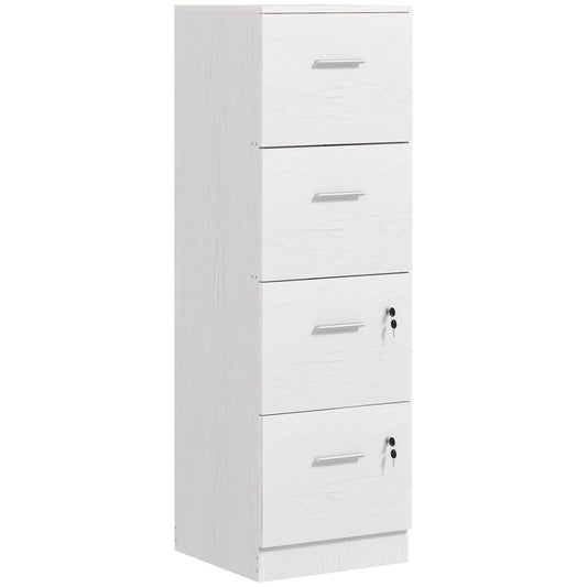Vertical Filing Cabinet with Lock, 4 Drawer File Cabinet with Adjustable Hanging Bar for A4 and Letter Size, White - Gallery Canada