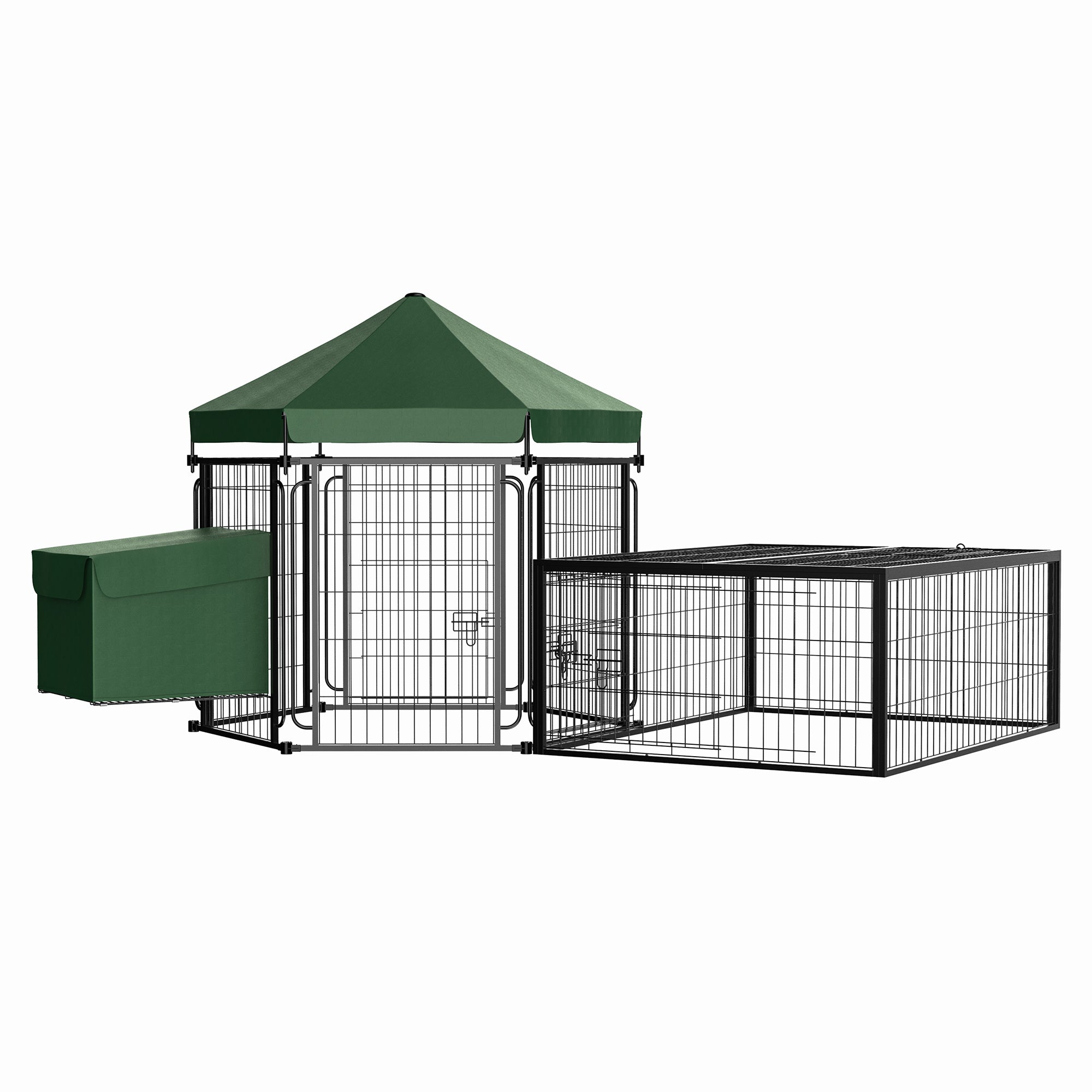 Heavy Duty Steel Chicken Coop with Canopy, Nesting Box, Lockable Doors, Green Chicken Coops Multi Colour  at Gallery Canada