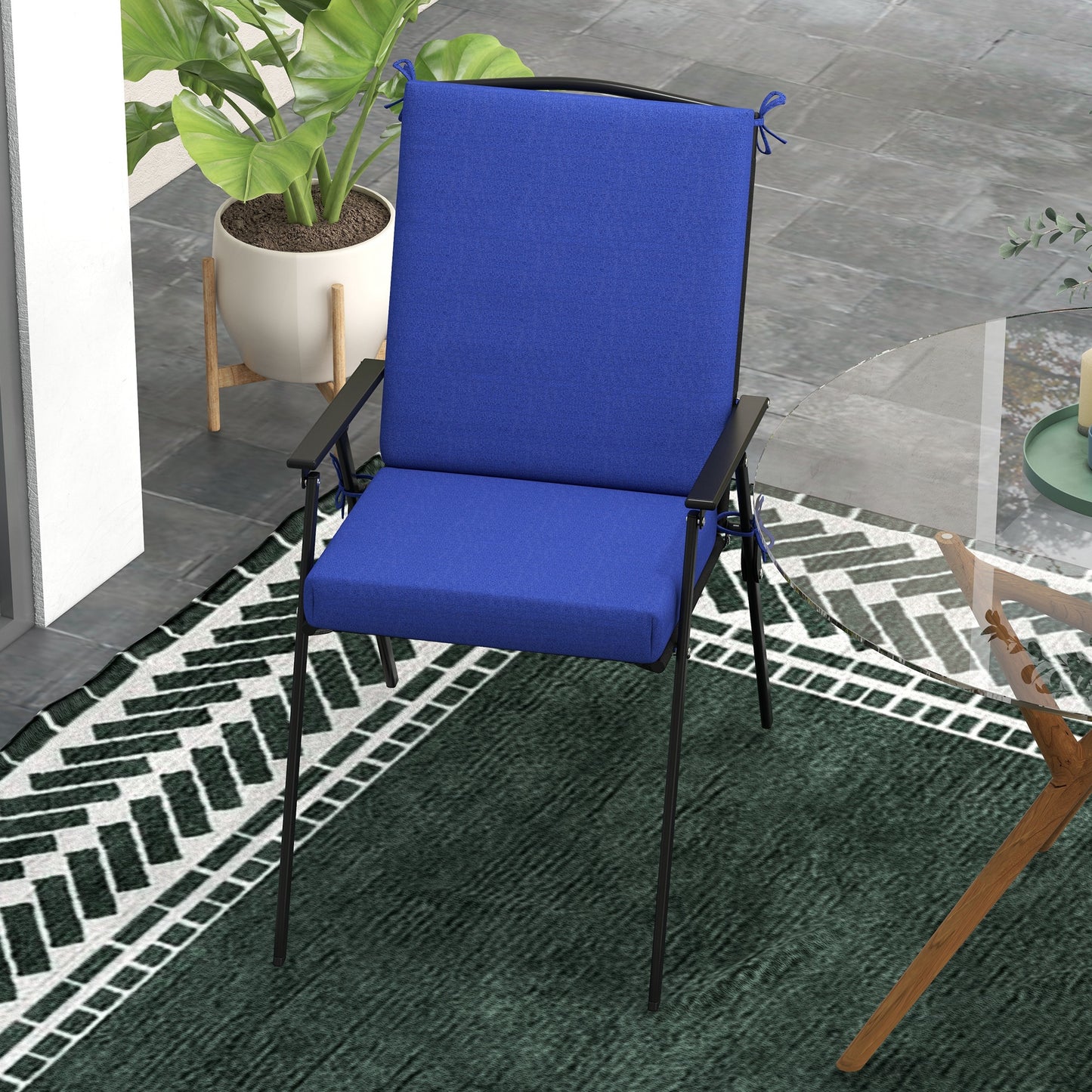 Outdoor Cushions Set of 2 for Dining Chairs, Outdoor Seat Cushions with Back, Fade-Resistant Yarn-Dyed Polyester, Navy Patio Chair Cushions   at Gallery Canada