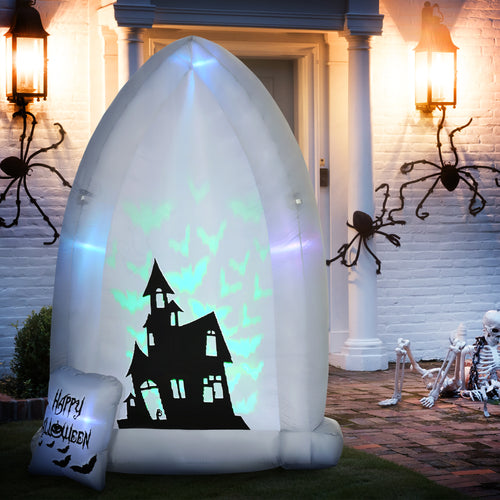 7ft Inflatable Halloween Decoration Hunted Grave and Small Tombstone, Blow-Up Outdoor LED Yard Display with Lights for Garden, Party, Holiday