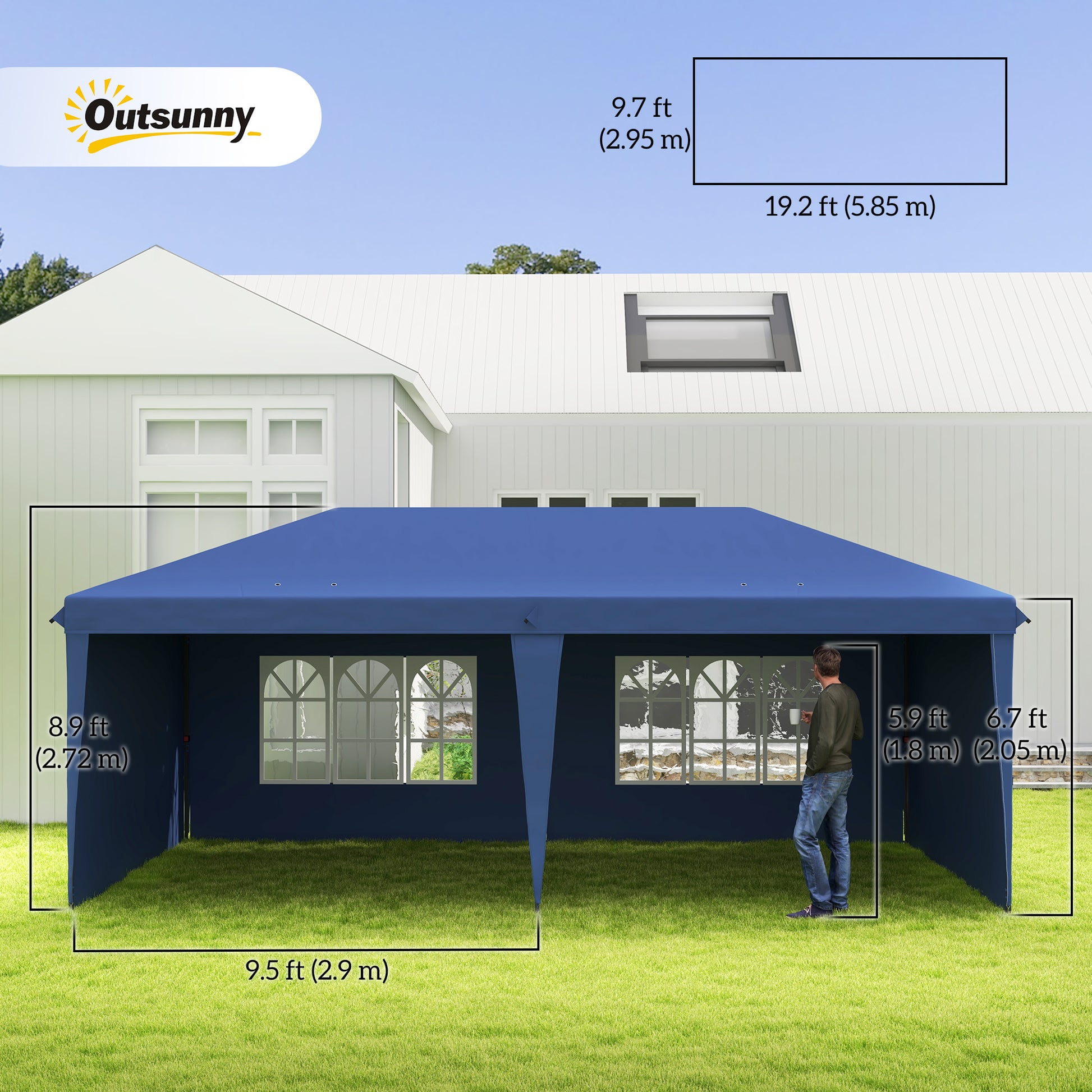 10' x 20' Outdoor Pop Up Canopy Tent Party Tent Instant Shelter W/ Carrying Bag, Blue Pop Up Canopies at Gallery Canada