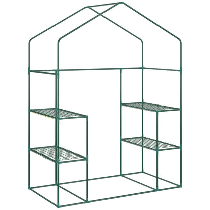 Walk-in Mini Greenhouse with Mesh Door &; Windows, Portable Garden Green House with 3 Tier Shelves, Water &; UV Resistant PE Cover, Green Walk In Greenhouses   at Gallery Canada