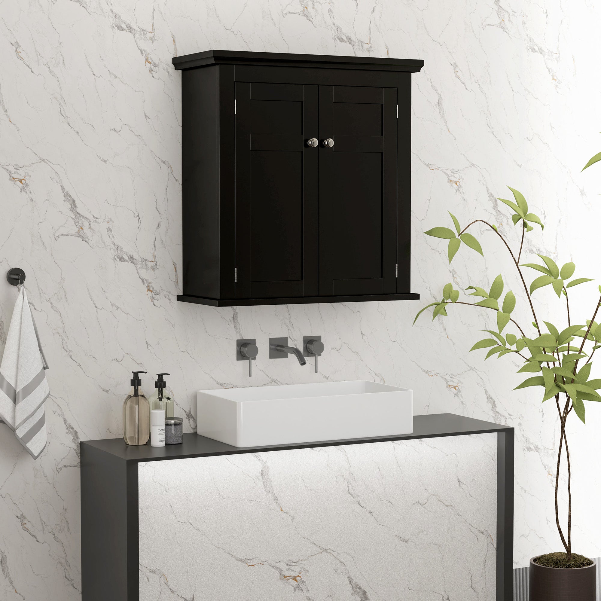 Bathroom Cabinet, Medicine Cabinet, Over Toilet Storage Cabinet with Adjustable Shelves for Entryway, Black Bathroom Cabinets at Gallery Canada