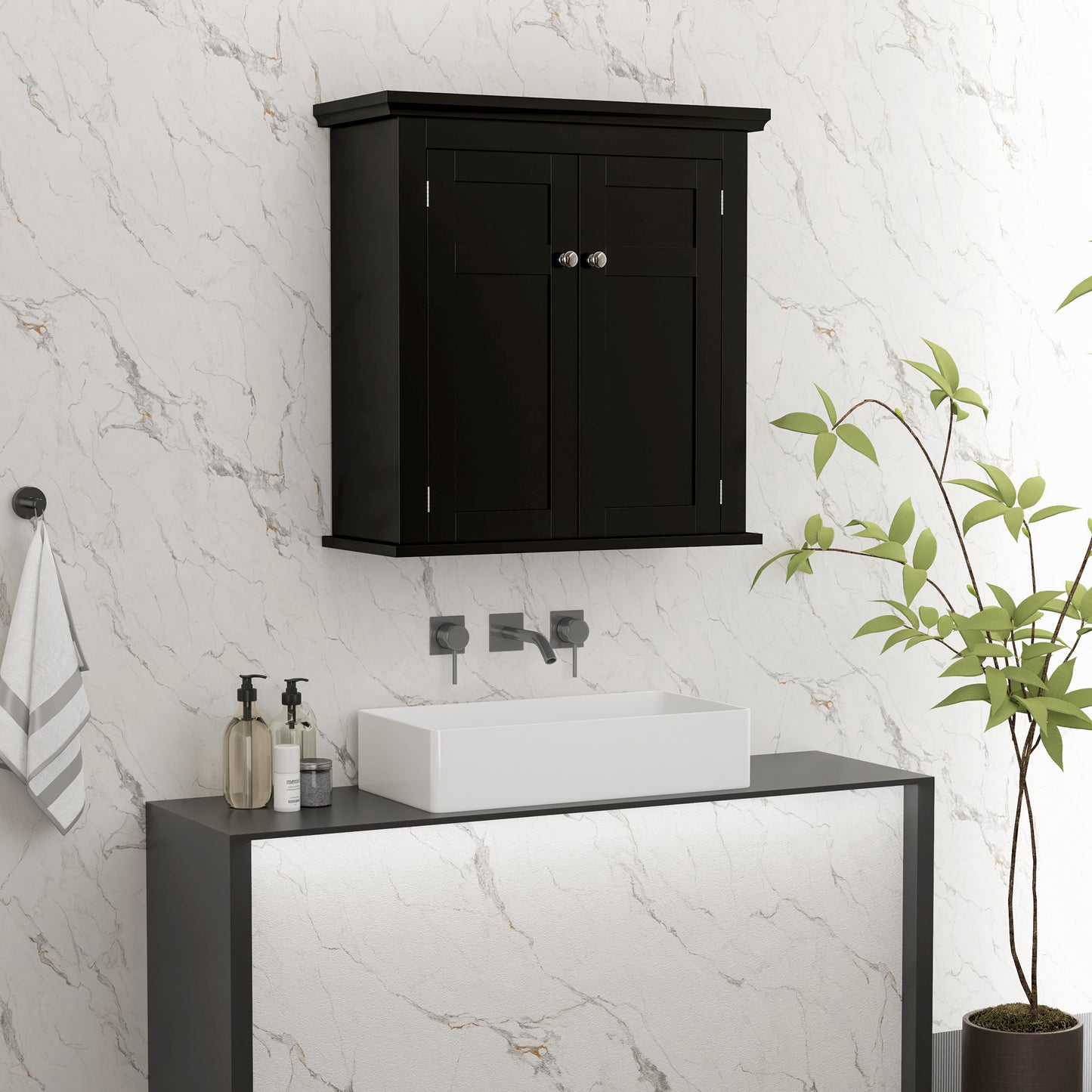 Bathroom Cabinet, Medicine Cabinet, Over Toilet Storage Cabinet with Adjustable Shelves for Entryway, Black Bathroom Cabinets at Gallery Canada