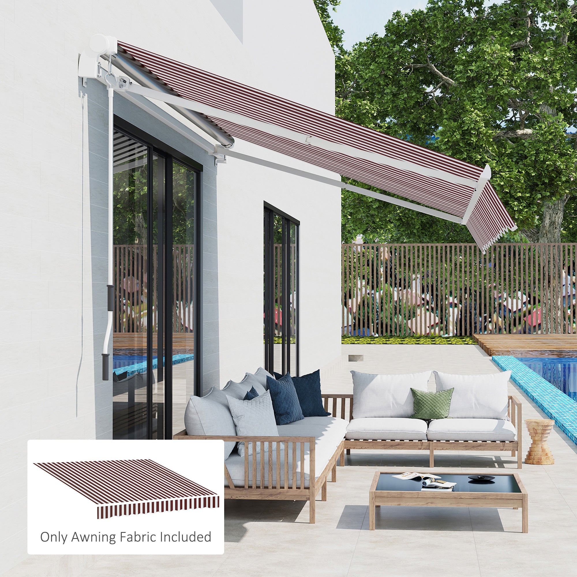 9' x 8' Outdoor Sunshade Canopy Awning Cover, Retractable Awning Fabric Replacement, UV Protection, Red and White Awning Fabric Replacement at Gallery Canada