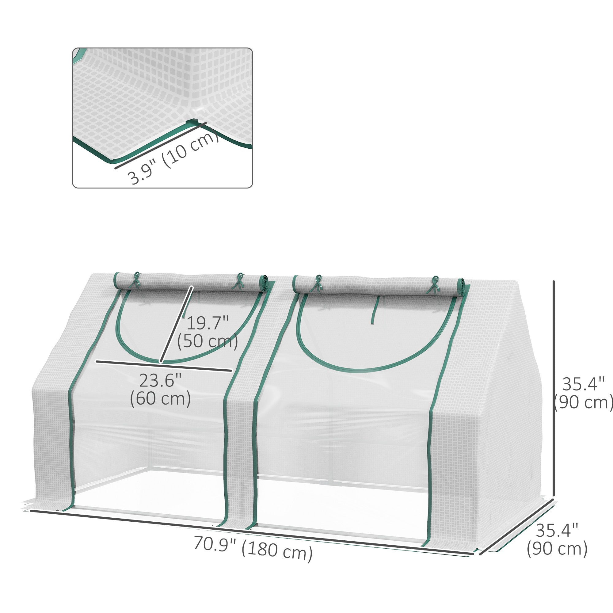 6' x 3' x 3' Portable Mini Greenhouse, Garden Green House Kit with 2 PE/Plastic Covers, Steel Frame and 2 Roll Up Zipper Windows, White Mini Greenhouses at Gallery Canada