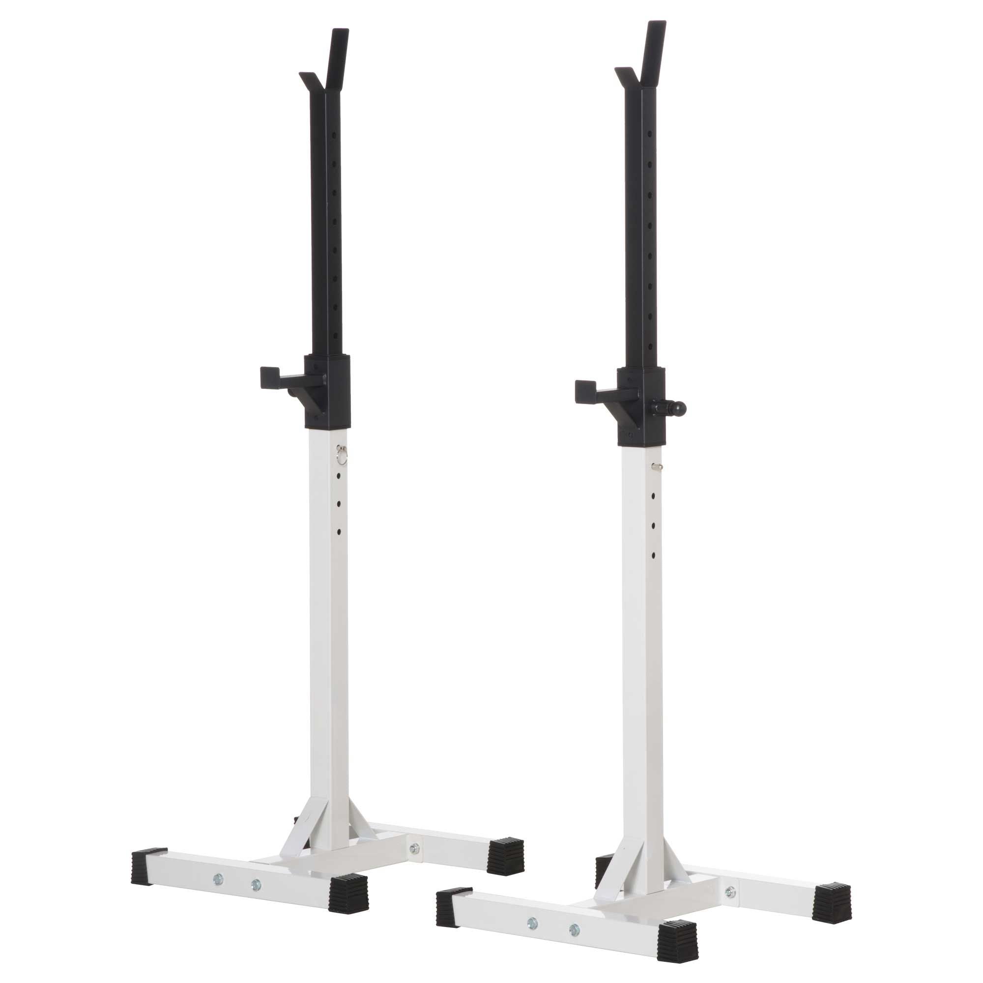 Adjustable Barbell Rack Stable Power Squat Stand Portable 2 Bars Barbell Holder Weight Rack, Black and White Power Towers Black, White at Gallery Canada