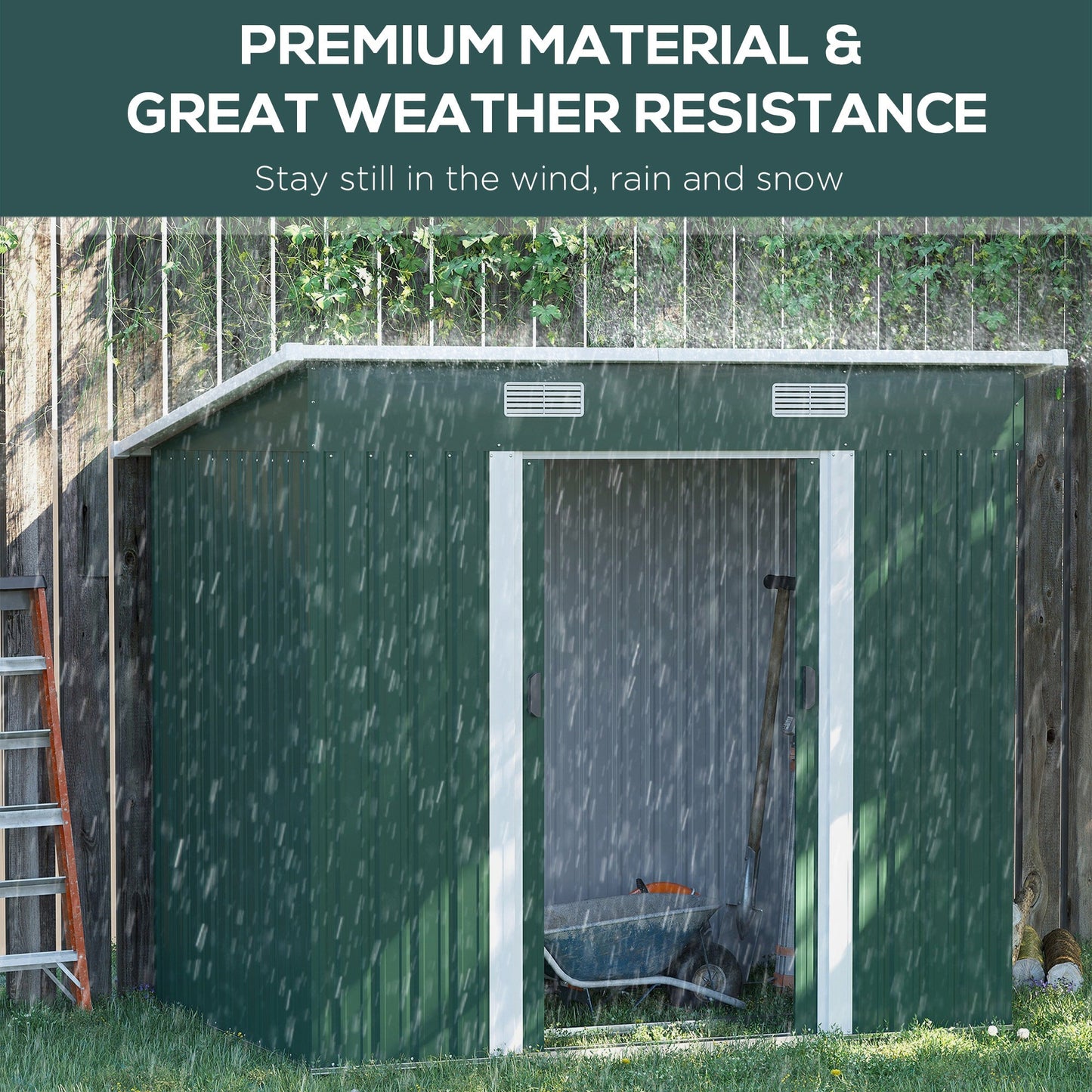 7'x 4' Metal Patio Storage Shed Garden Lockable Shed Tool Utility Storage Unit, Green Sheds   at Gallery Canada