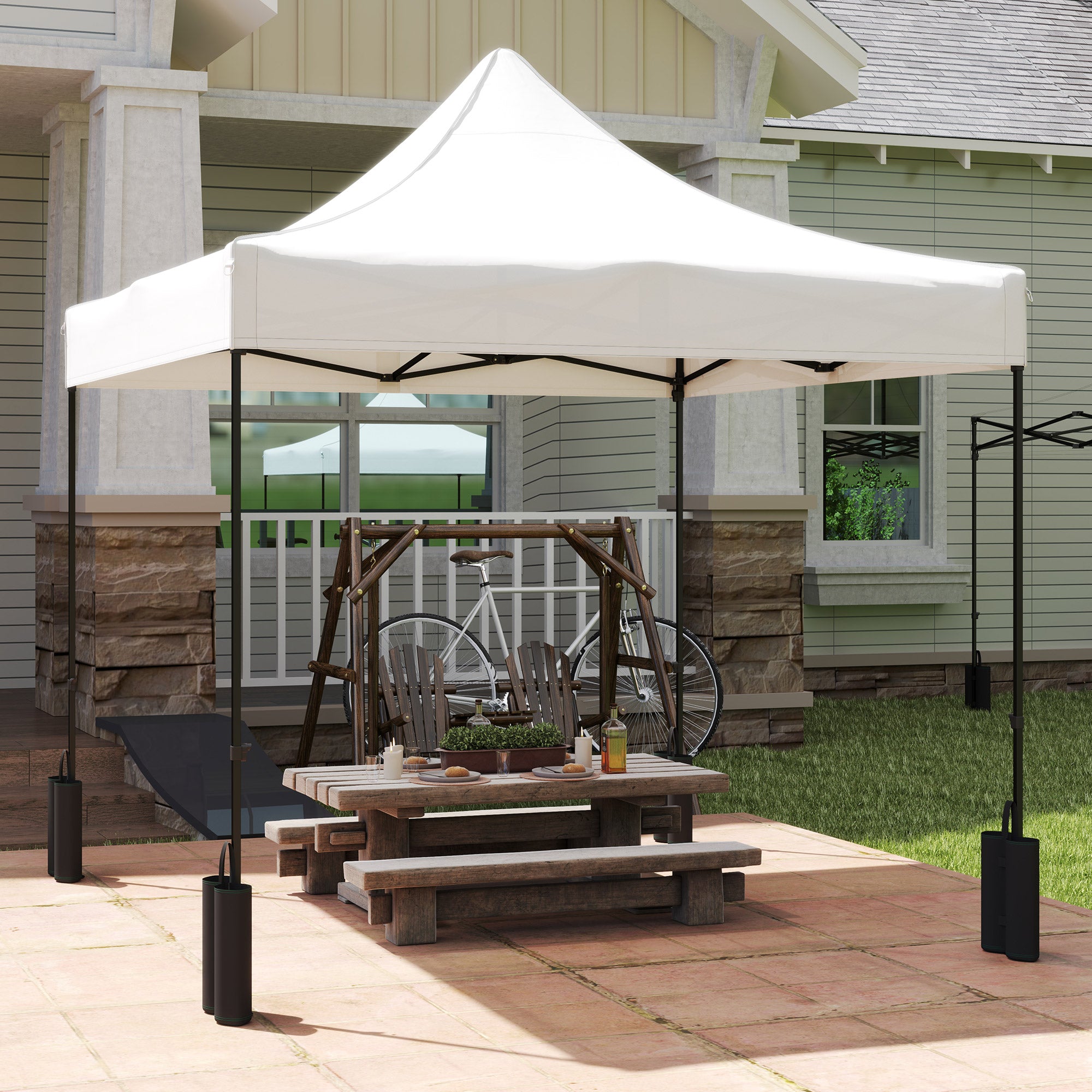 10' x 10' Replacement Canopy Top for Pop Up Canopy Tent with 4 Sand Bags, UPF50+ Protection, White Gazebo Canopy Replacement at Gallery Canada