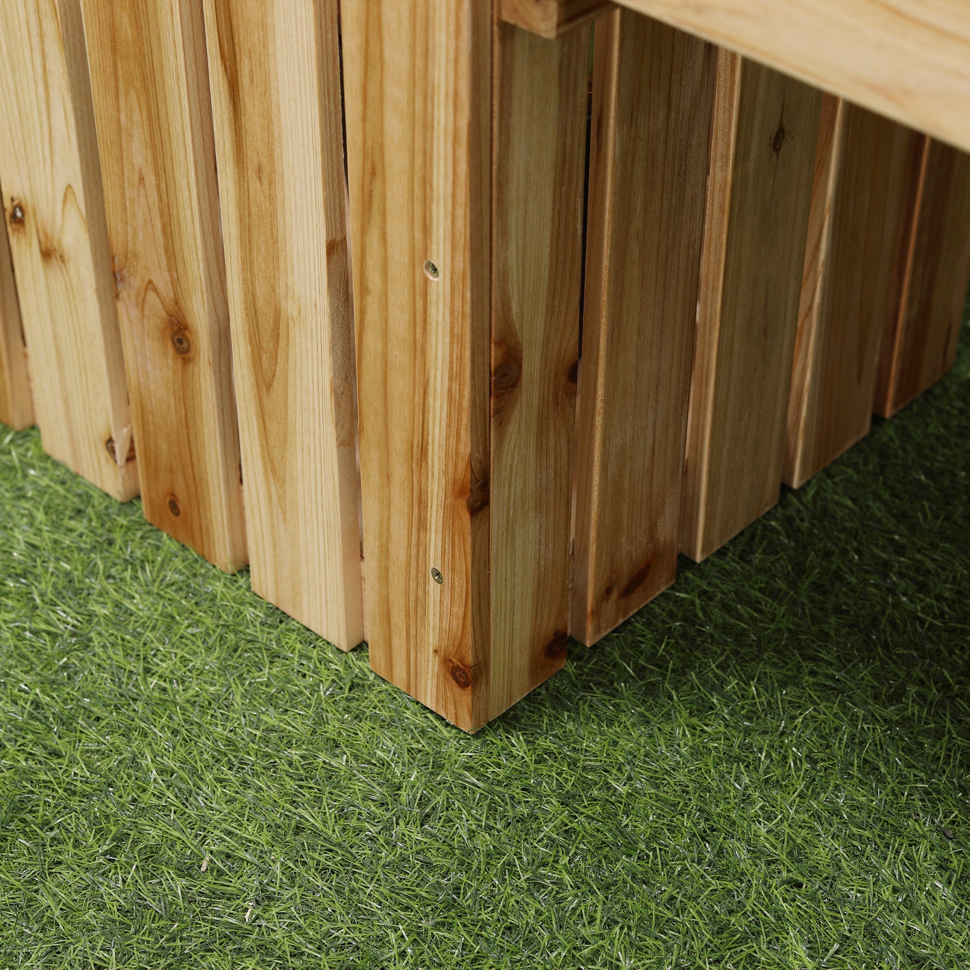 Outdoor Wooden Garden Stool Bench with 2 Planters, Natural Wood Outdoor Benches   at Gallery Canada