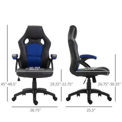 PU Leather Gaming Chair High Back Office Chair with Adjustable Height, Computer Gamer Chair, Blue Video Game Chairs   at Gallery Canada