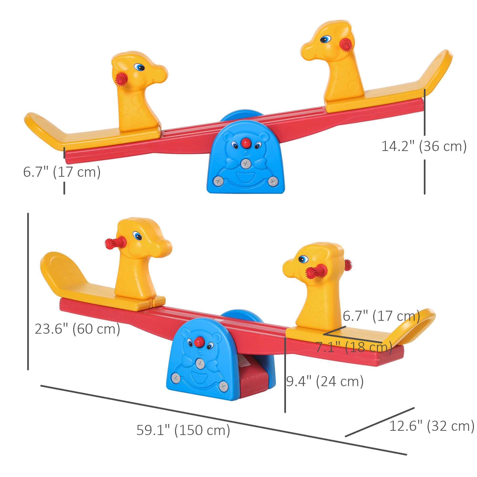 Kids Seesaw Safe Teeter Totter 2 Seats with Easy-Grip Handles Indoor Outdoor Living Room Playroom Backyard Equipment, for 12-48 Months, Multicolor Gym Sets & Swings at Gallery Canada