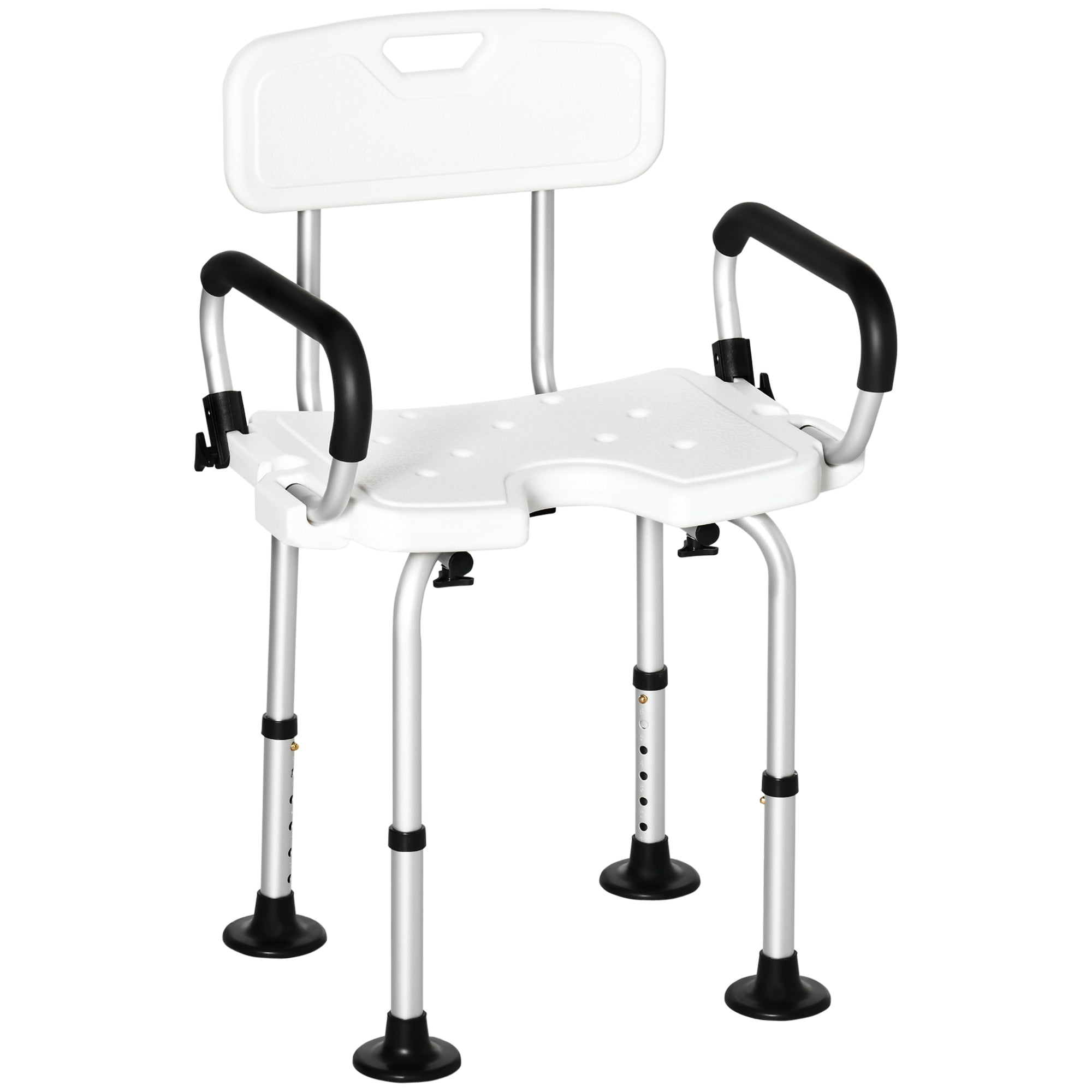 Adjustable Shower Chair, Bath Chair with U Shaped Seat, Anti-slip Shower Bench for Seniors, Tool-Free Assembly, 299lbs Bath Chairs White at Gallery Canada