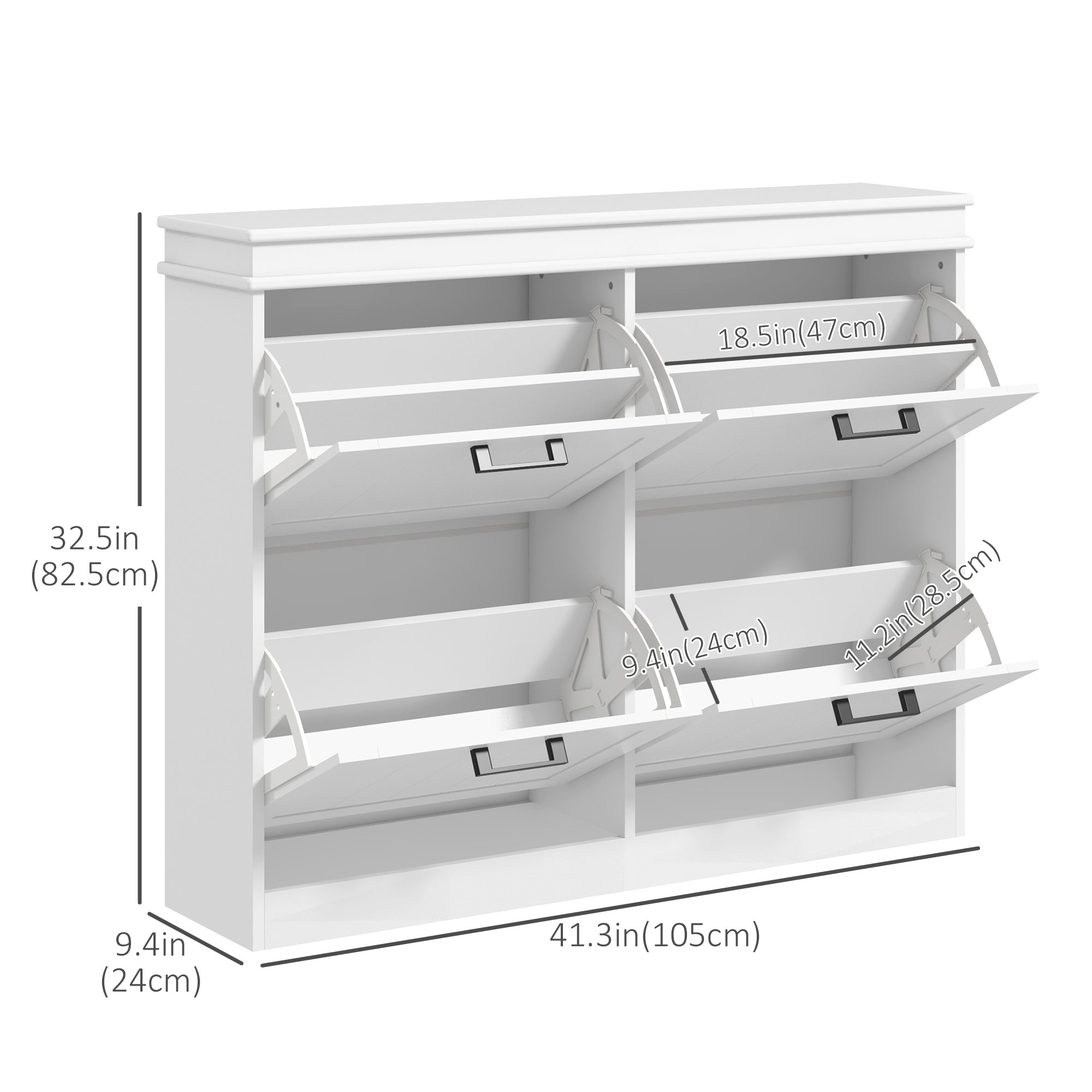 Shoe Storage Cabinet with 4 Flip Drawers and Adjustable Shelves, Narrow Shoe Cabinet for 20 Pairs of Shoes, White Shoe Storage Cabinets & Racks   at Gallery Canada