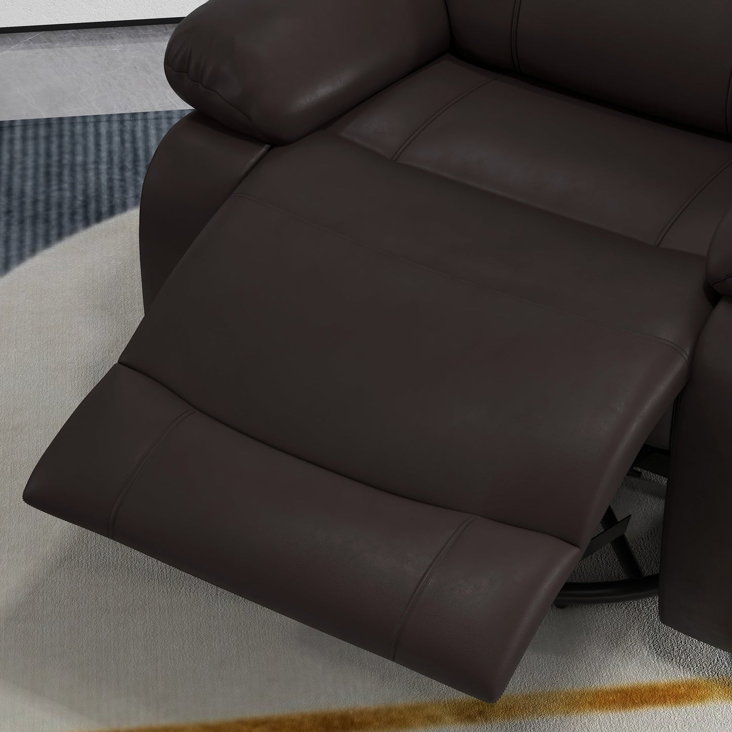 PU Leather Reclining Chair with Vibration Massage Recliner, Swivel Base, Rocking Function, Remote Control, Brown Single Sofas   at Gallery Canada