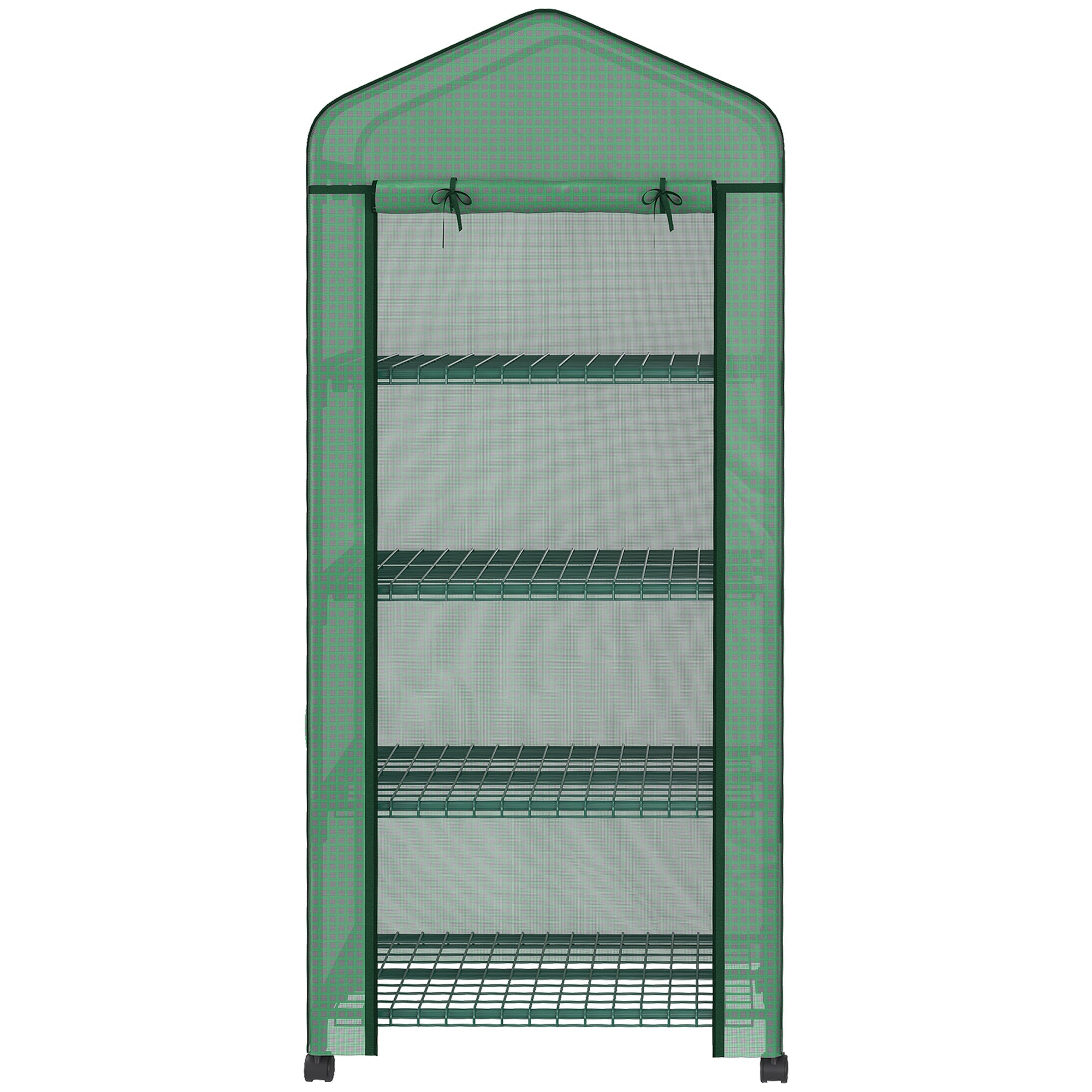 Portable Greenhouse, Outdoor Hot House Plant Flower Greenhouse with 4 Tier Shelves, PE Cover, Green Walk In Greenhouses   at Gallery Canada