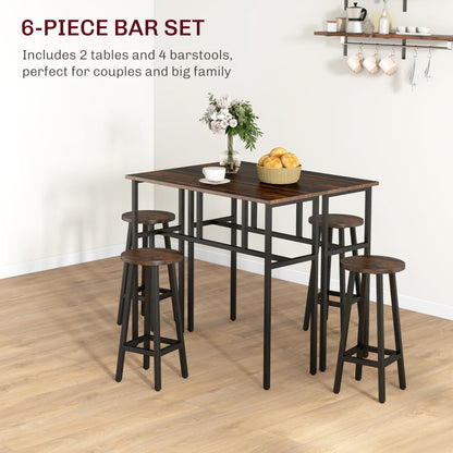 Bar Table Set of 6 Bar Table and Stools for 4 2 Breakfast Tables and 4 Stools for Living Room Dining Room Rustic Brown Bar Sets   at Gallery Canada