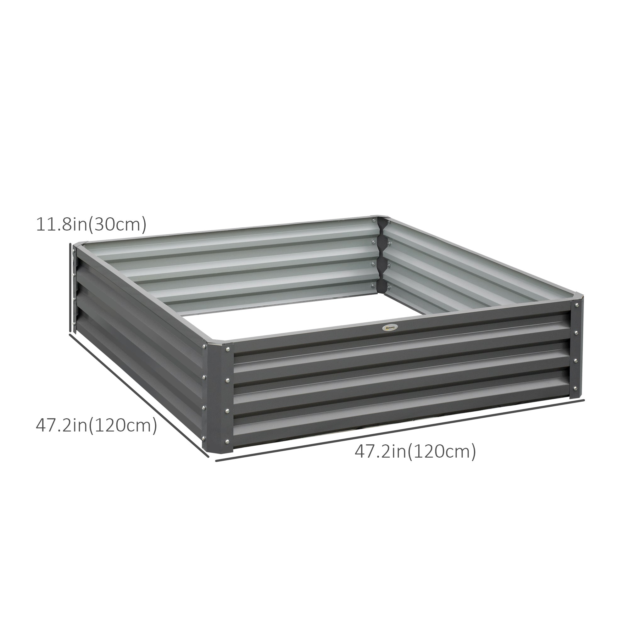 4' x 4' x 1' Raised Garden Bed Galvanized Steel Planter Box for Vegetables, Flowers, Herbs, Light Gray Galvanized Planter Boxes   at Gallery Canada