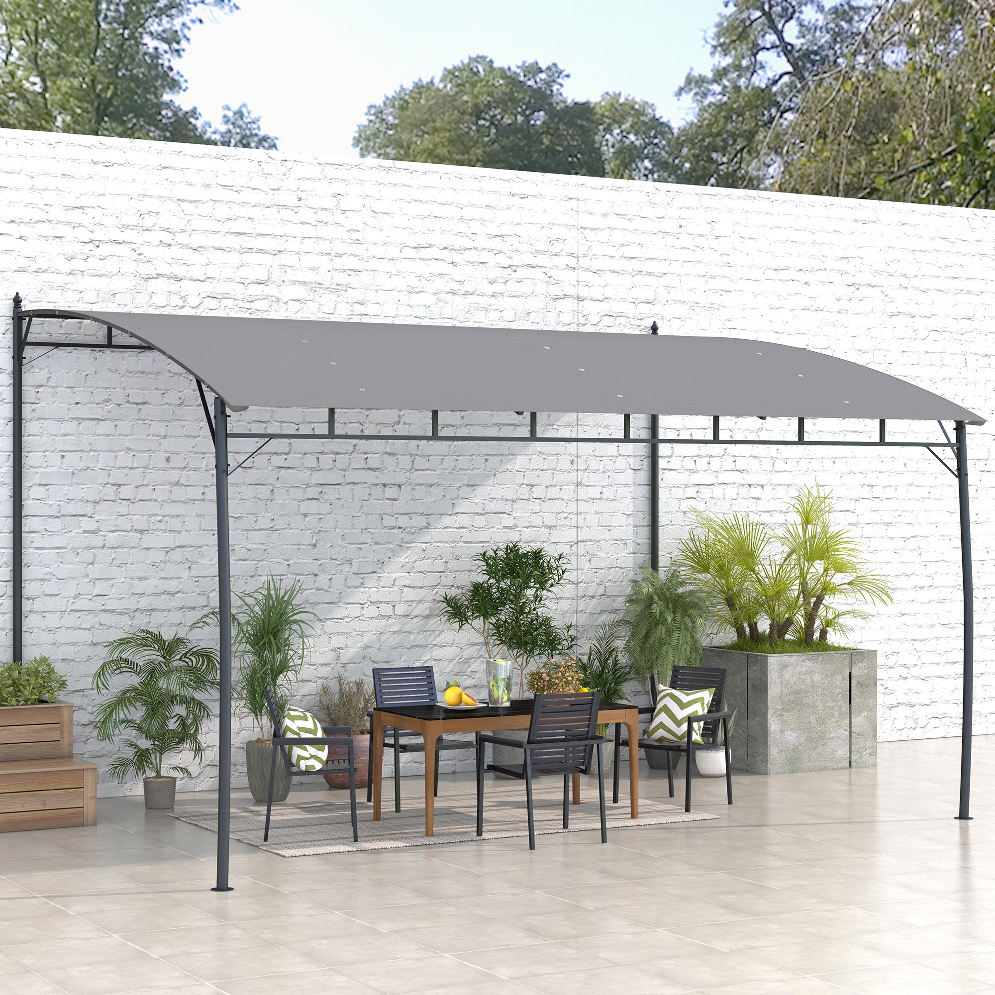10' x 13' Outdoor Pergola with UV30+ Protection Canopy and Steel Frame for Porch, Patio, Deck, Backyard, Dark Grey Pergolas at Gallery Canada